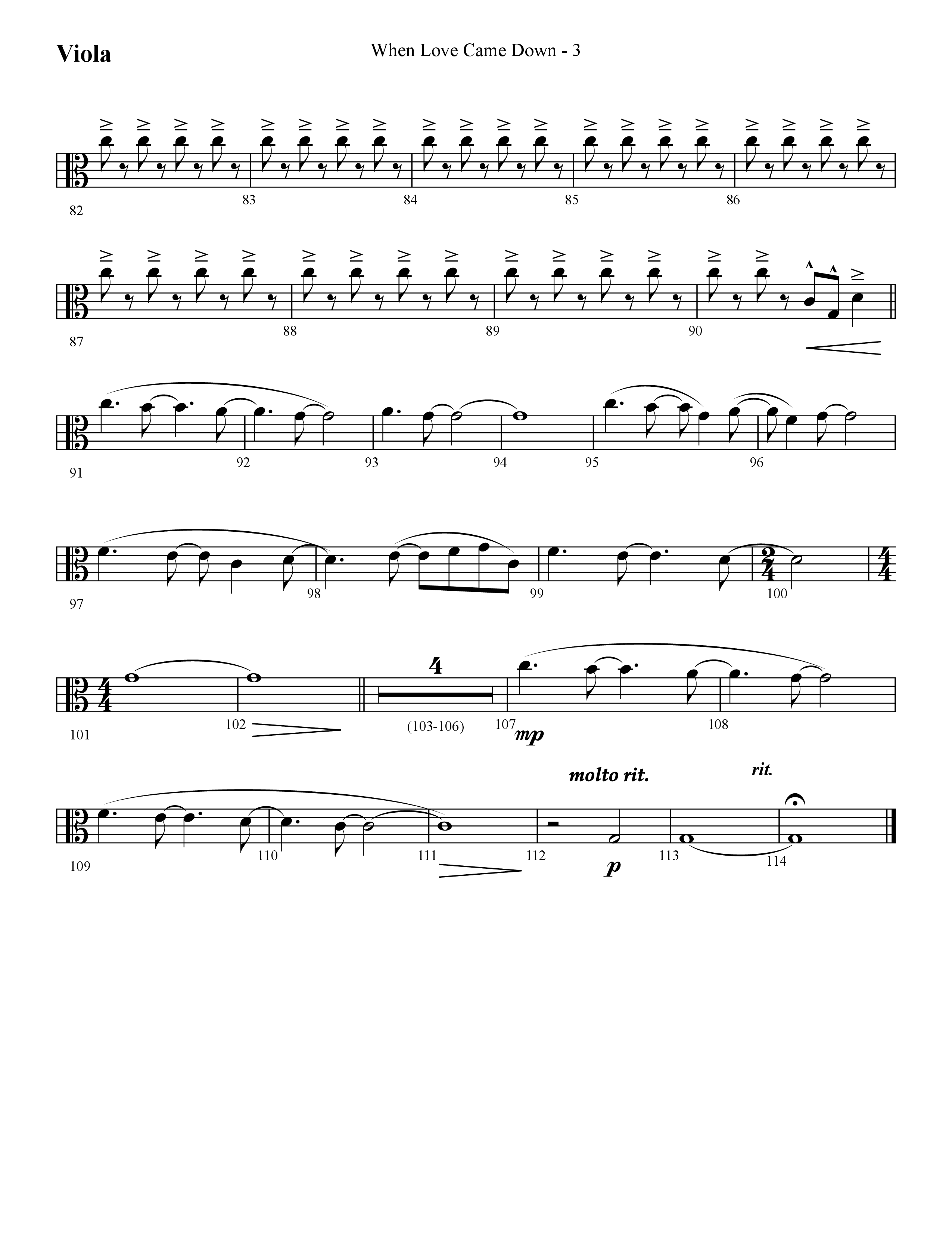 When Love Came Down (Choral Anthem SATB) Viola (Lifeway Choral / Arr. Cliff Duren)