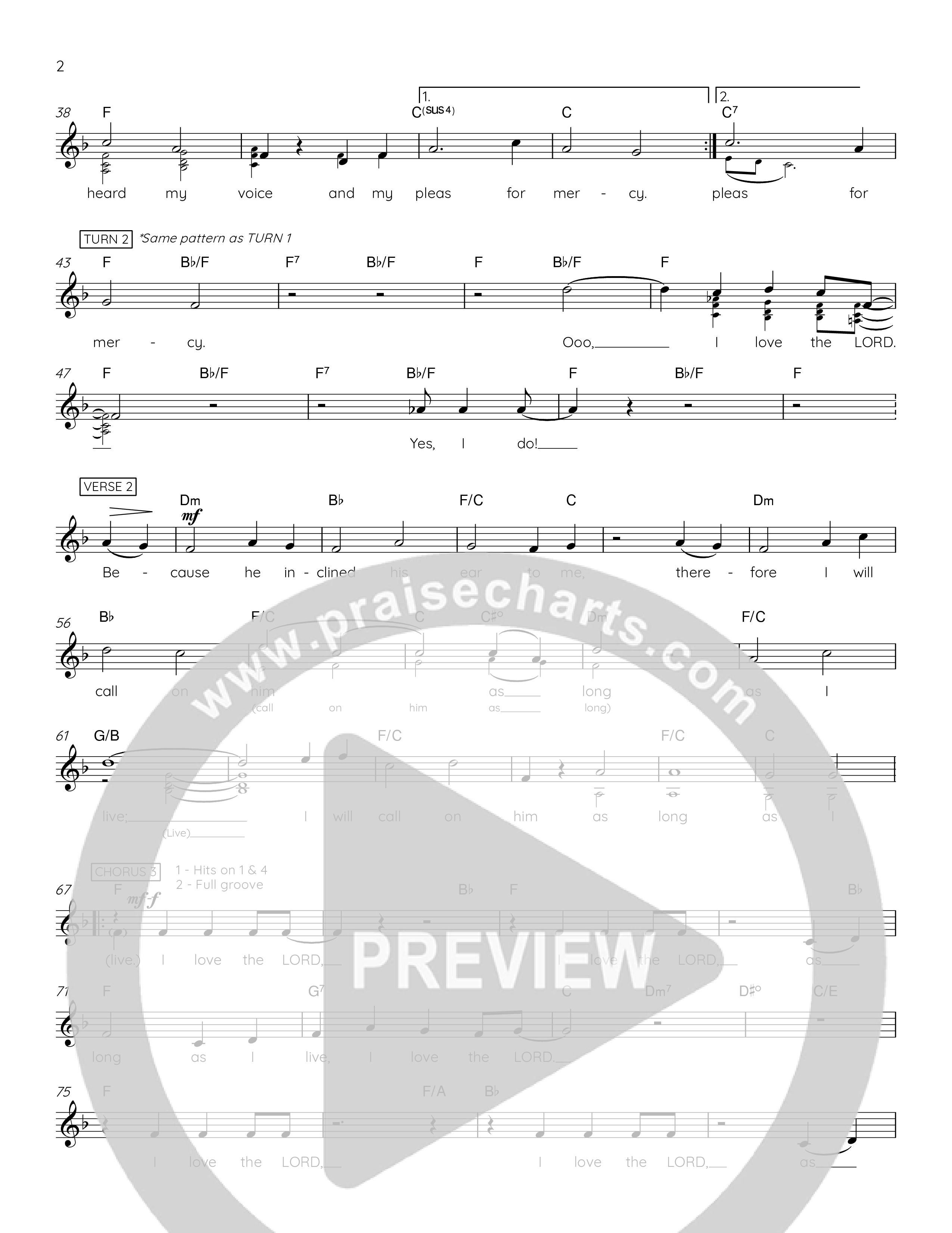 Psalm 116:1-2 Lead Sheet Melody (The Corner Room)