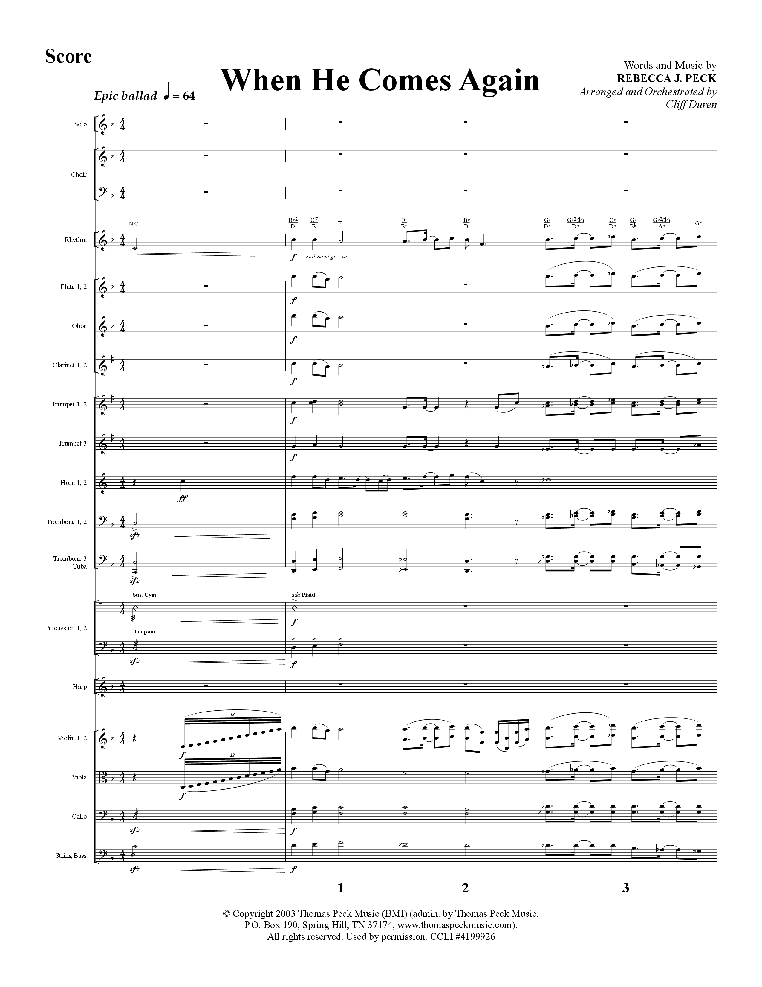 When He Comes Again (Choral Anthem SATB) Orchestration (Lifeway Choral / Arr. Cliff Duren)