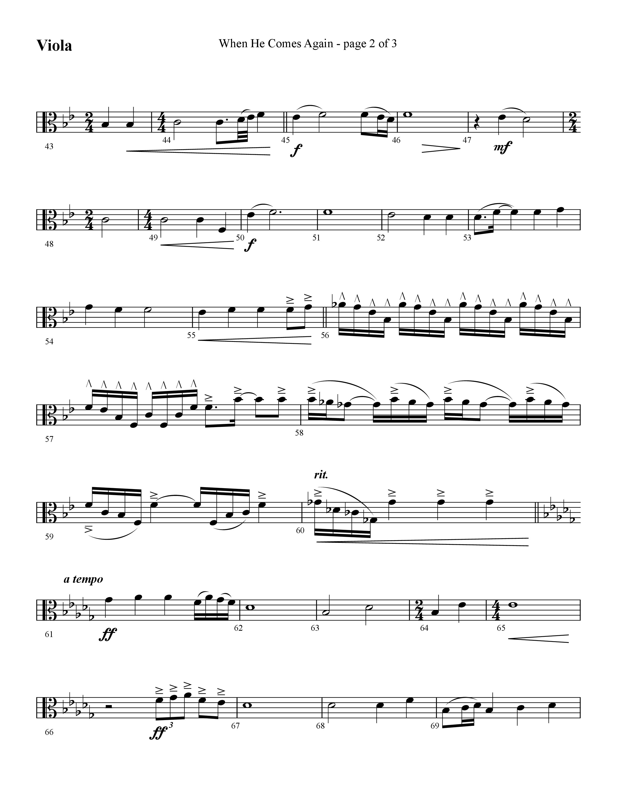 When He Comes Again (Choral Anthem SATB) Viola (Lifeway Choral / Arr. Cliff Duren)