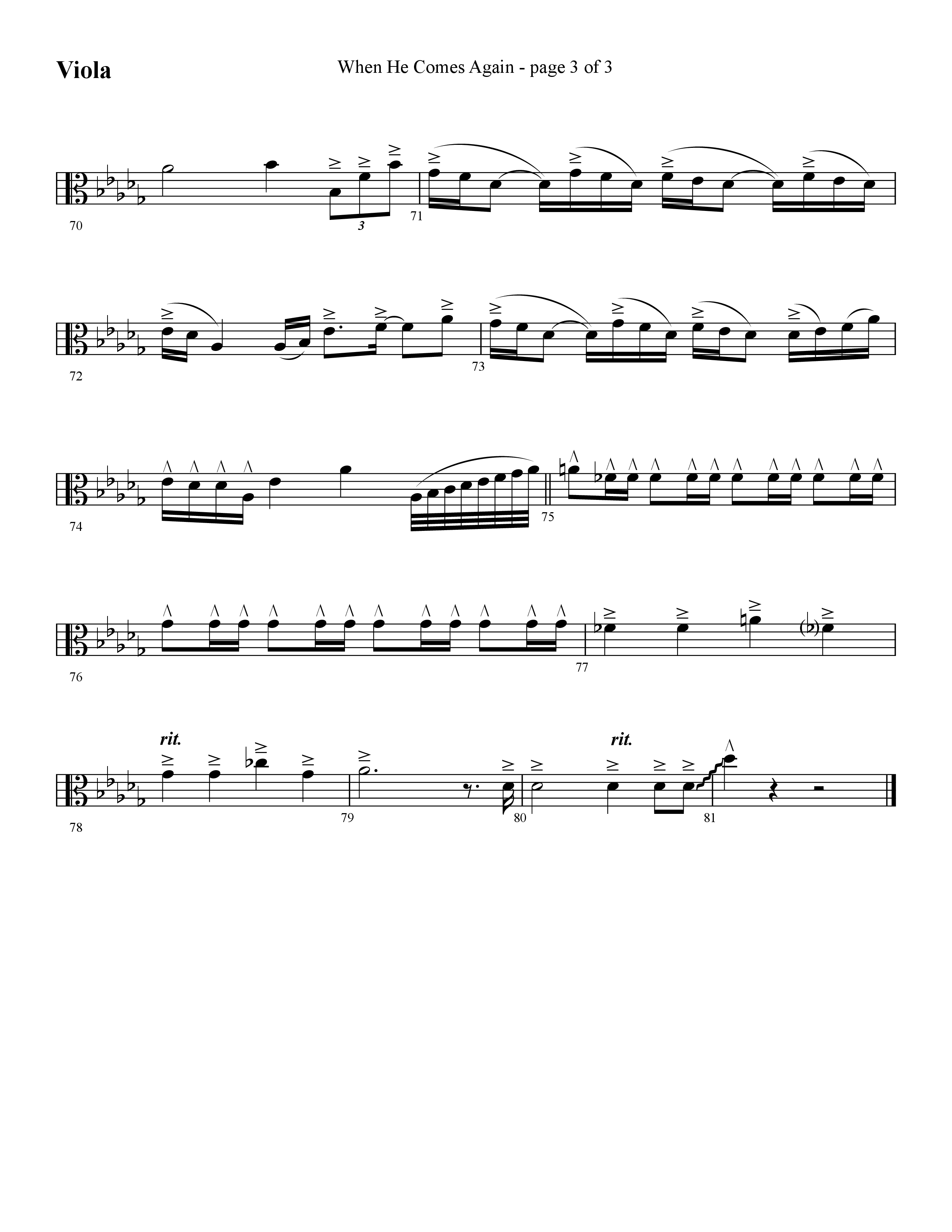 When He Comes Again (Choral Anthem SATB) Viola (Lifeway Choral / Arr. Cliff Duren)