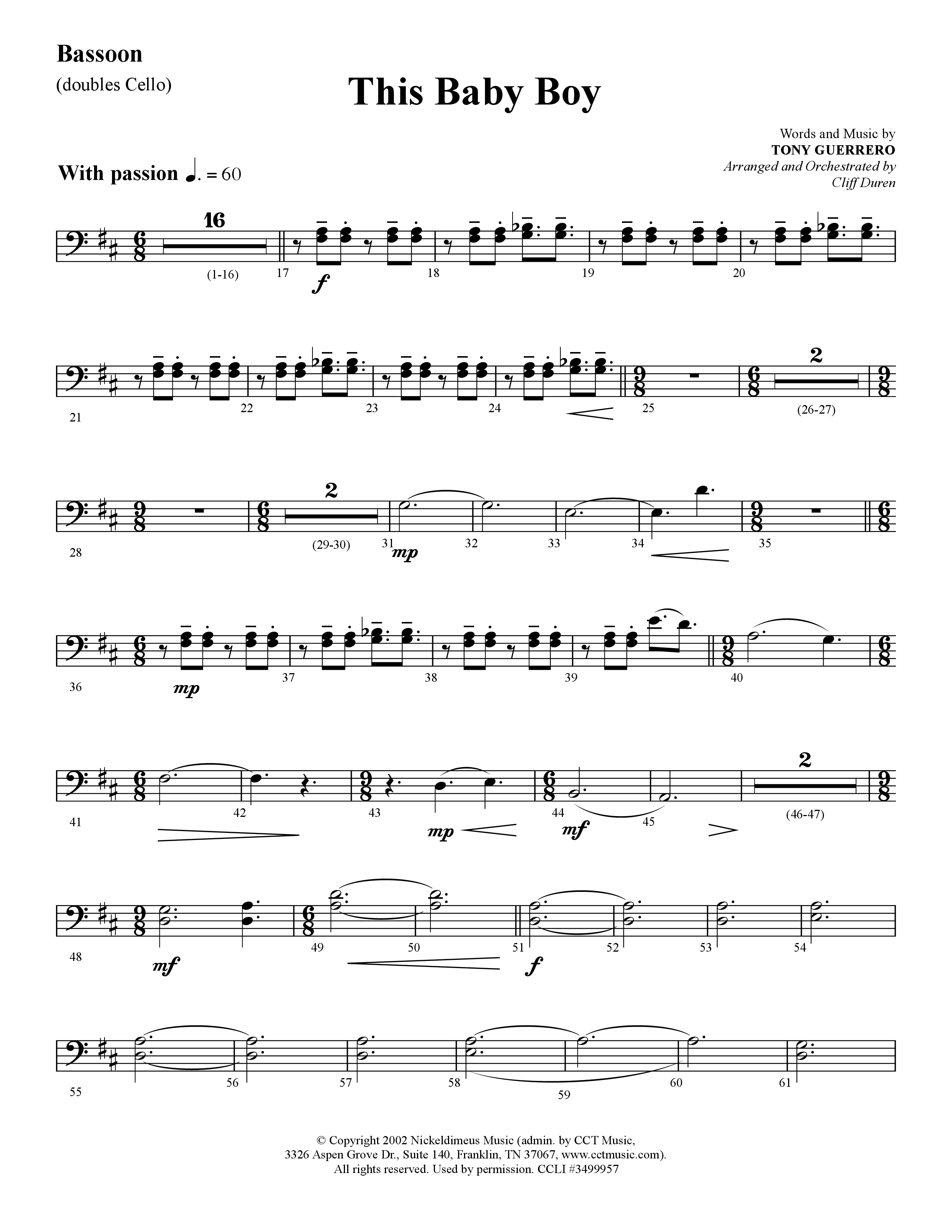 This Baby Boy (Choral Anthem SATB) Bassoon (Lifeway Choral / Arr. Cliff Duren)