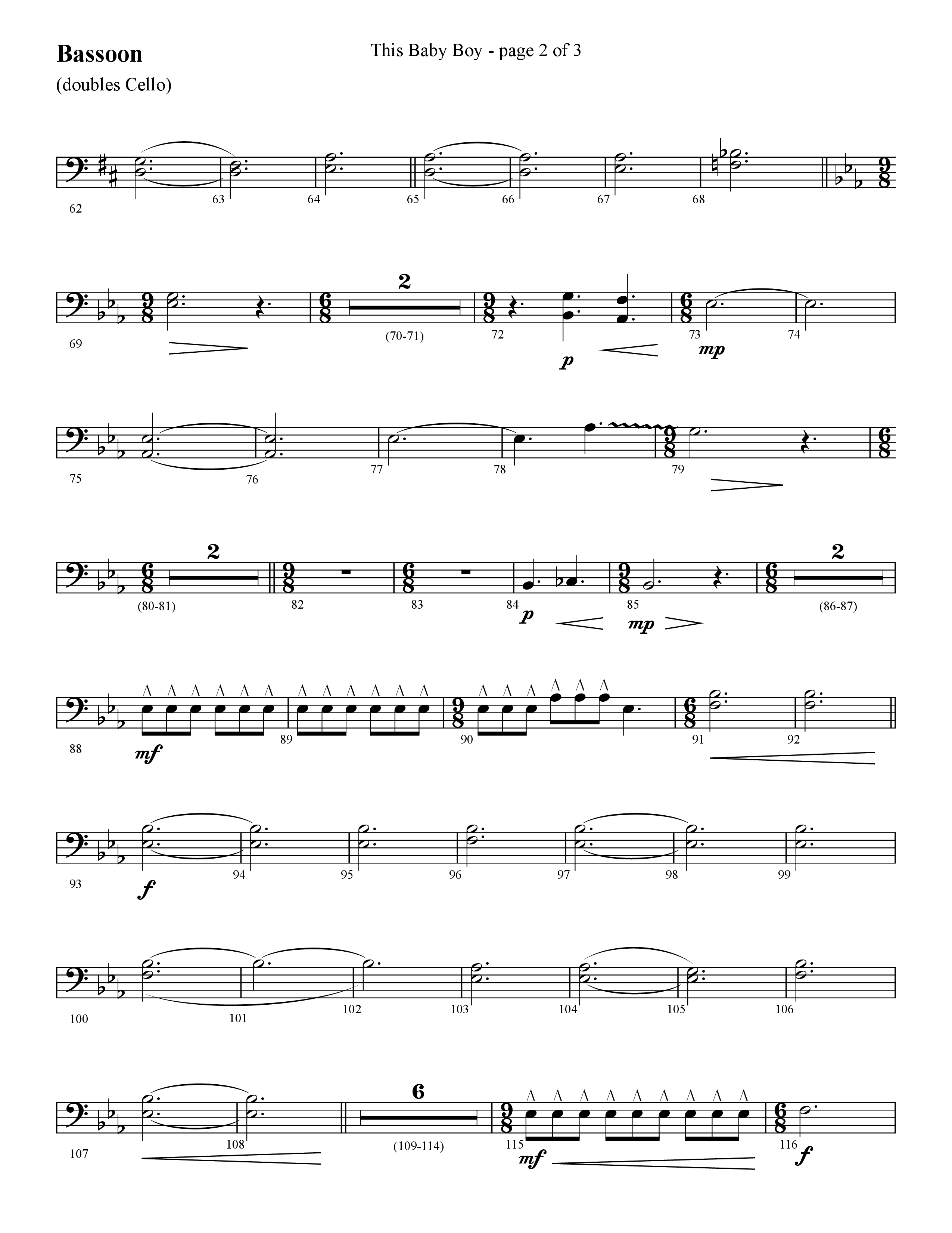 This Baby Boy (Choral Anthem SATB) Bassoon (Lifeway Choral / Arr. Cliff Duren)