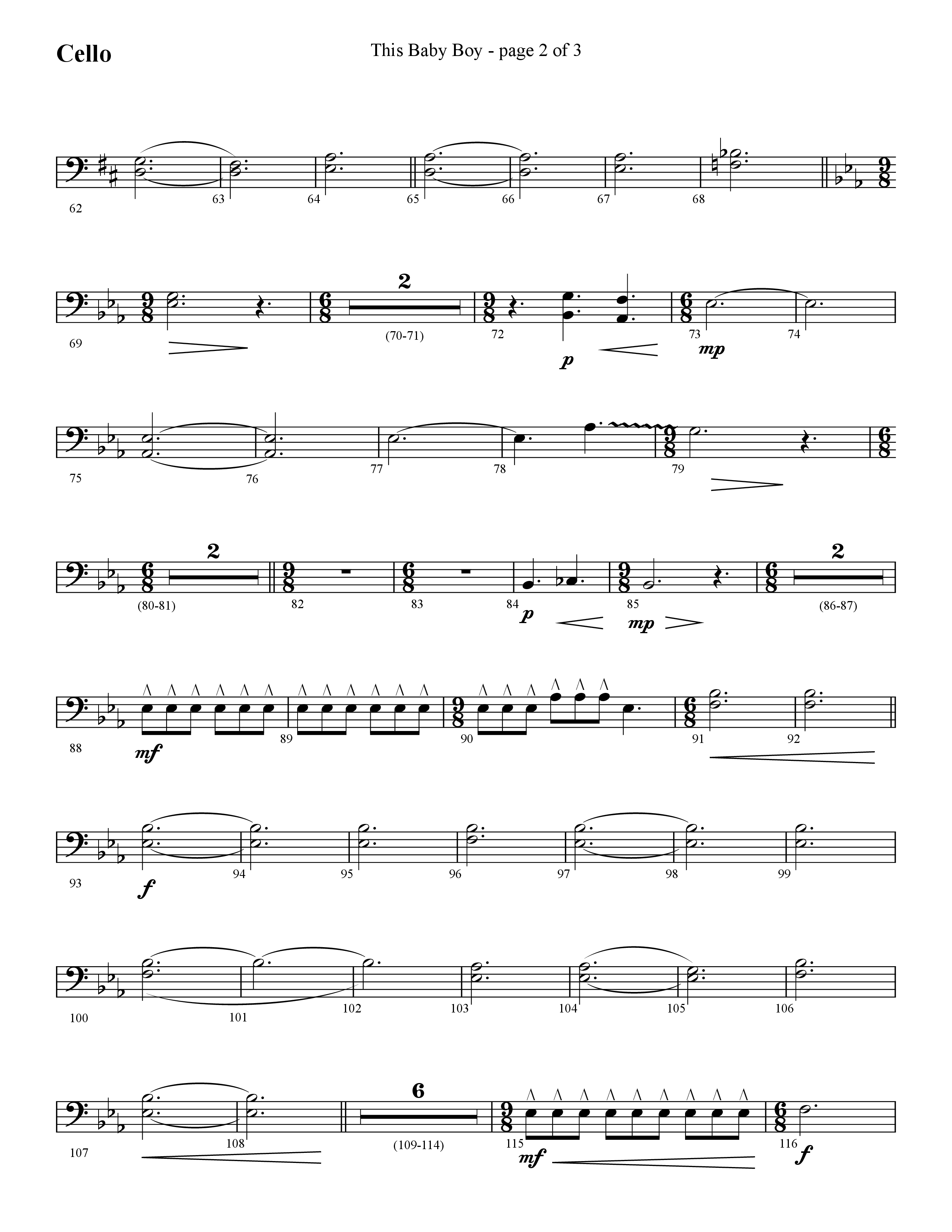 This Baby Boy (Choral Anthem SATB) Cello (Lifeway Choral / Arr. Cliff Duren)