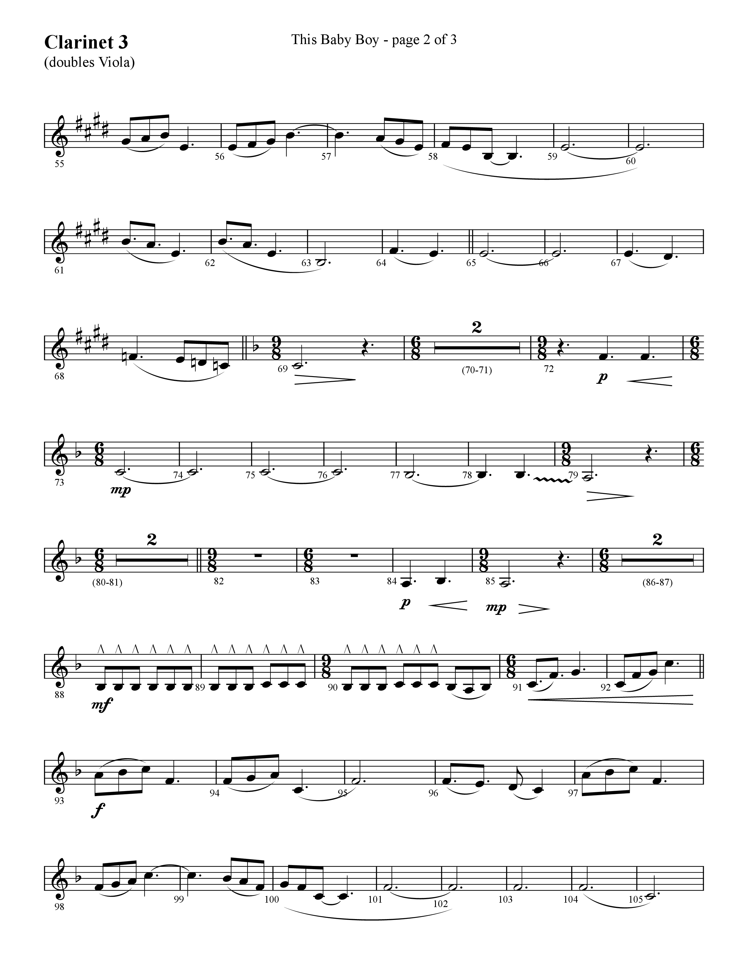 This Baby Boy (Choral Anthem SATB) Clarinet 3 (Lifeway Choral / Arr. Cliff Duren)