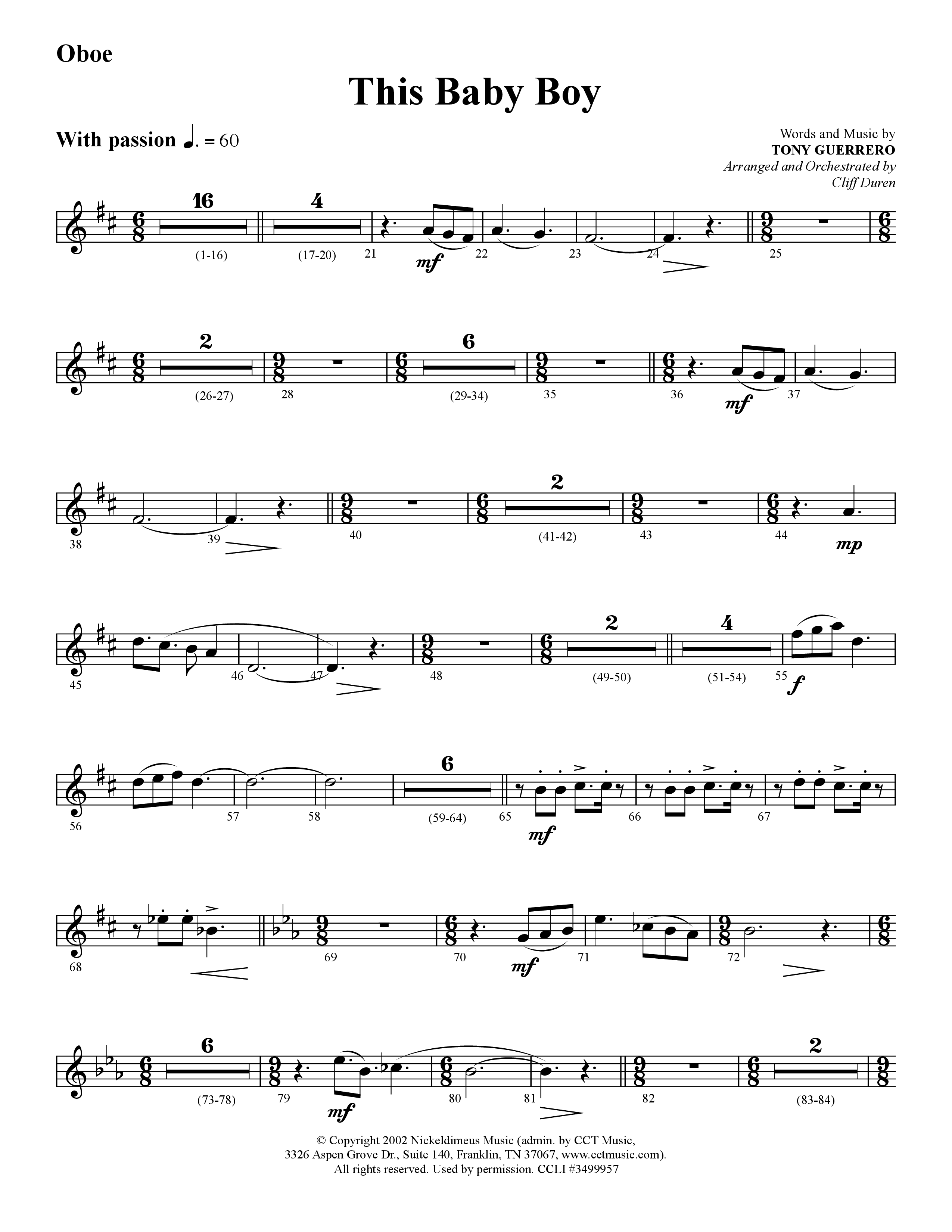 This Baby Boy (Choral Anthem SATB) Oboe (Lifeway Choral / Arr. Cliff Duren)