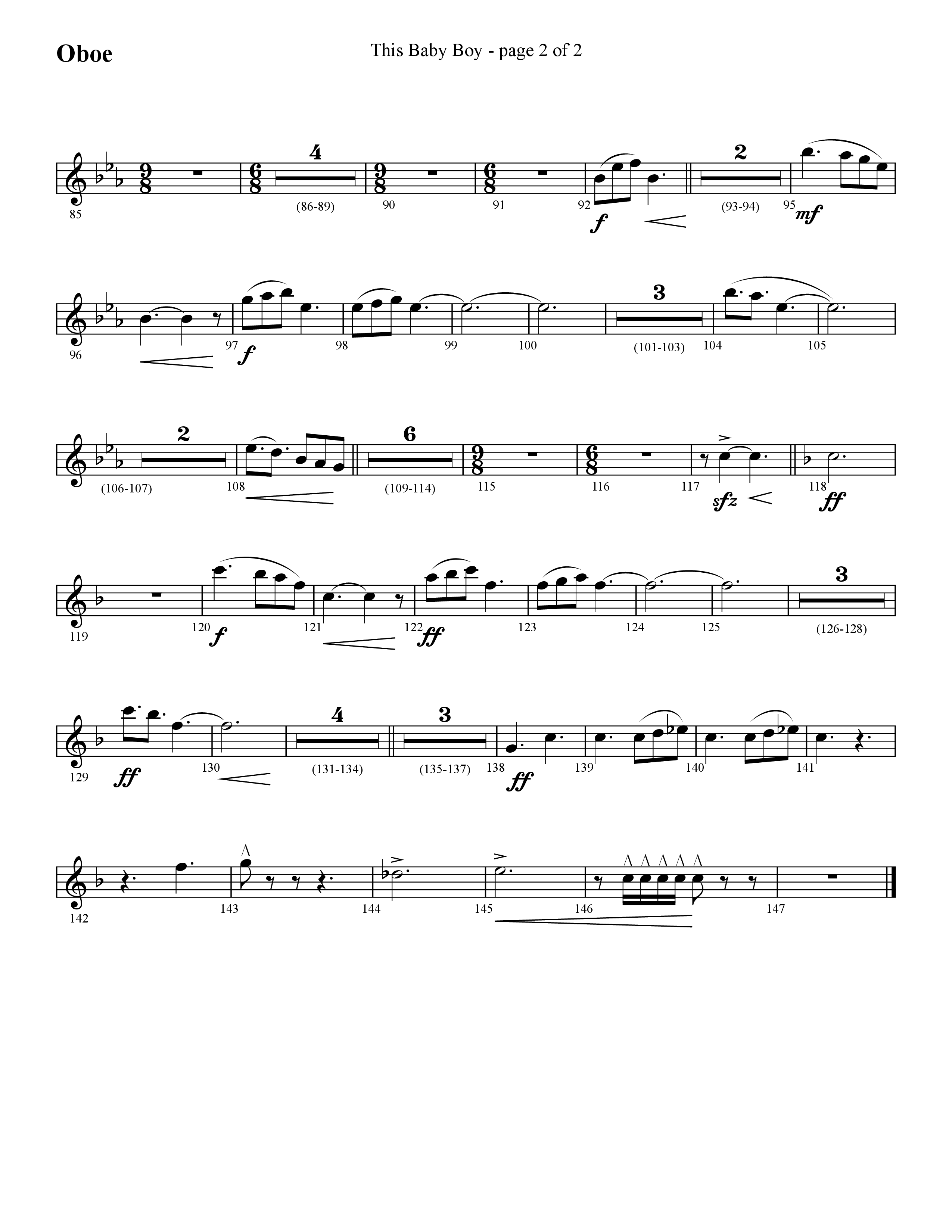 This Baby Boy (Choral Anthem SATB) Oboe (Lifeway Choral / Arr. Cliff Duren)