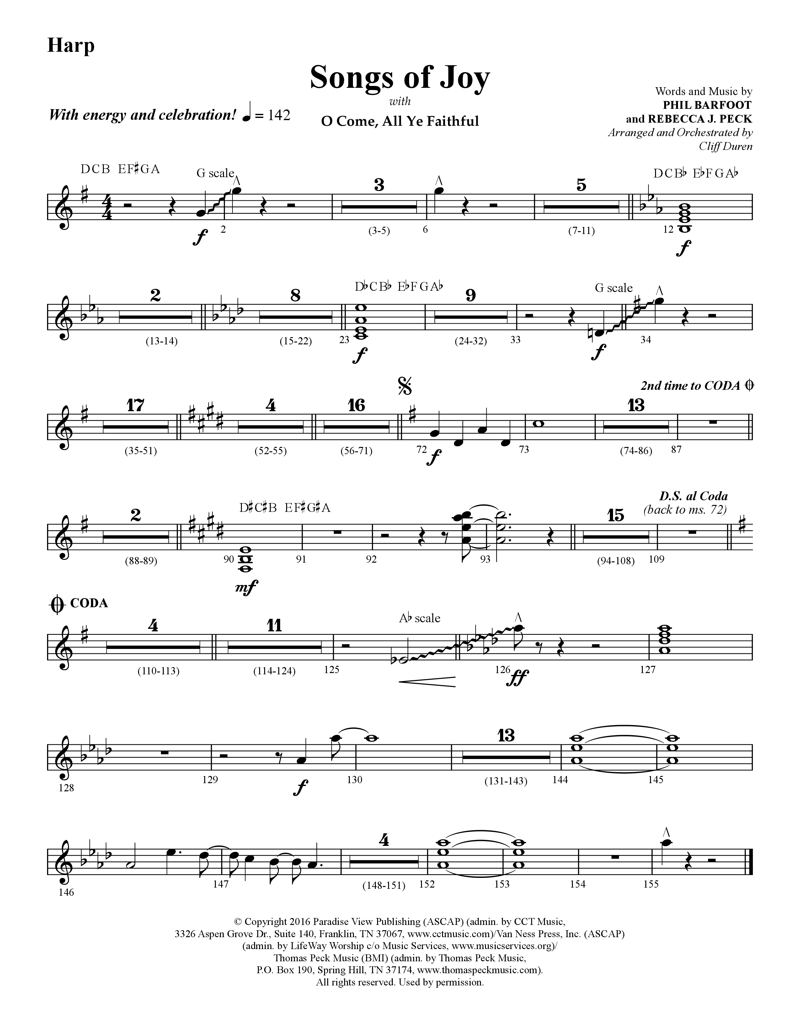 Songs of Joy (with O Come All Ye Faithful) (Choral Anthem SATB) Harp (Lifeway Choral / Arr. Cliff Duren)