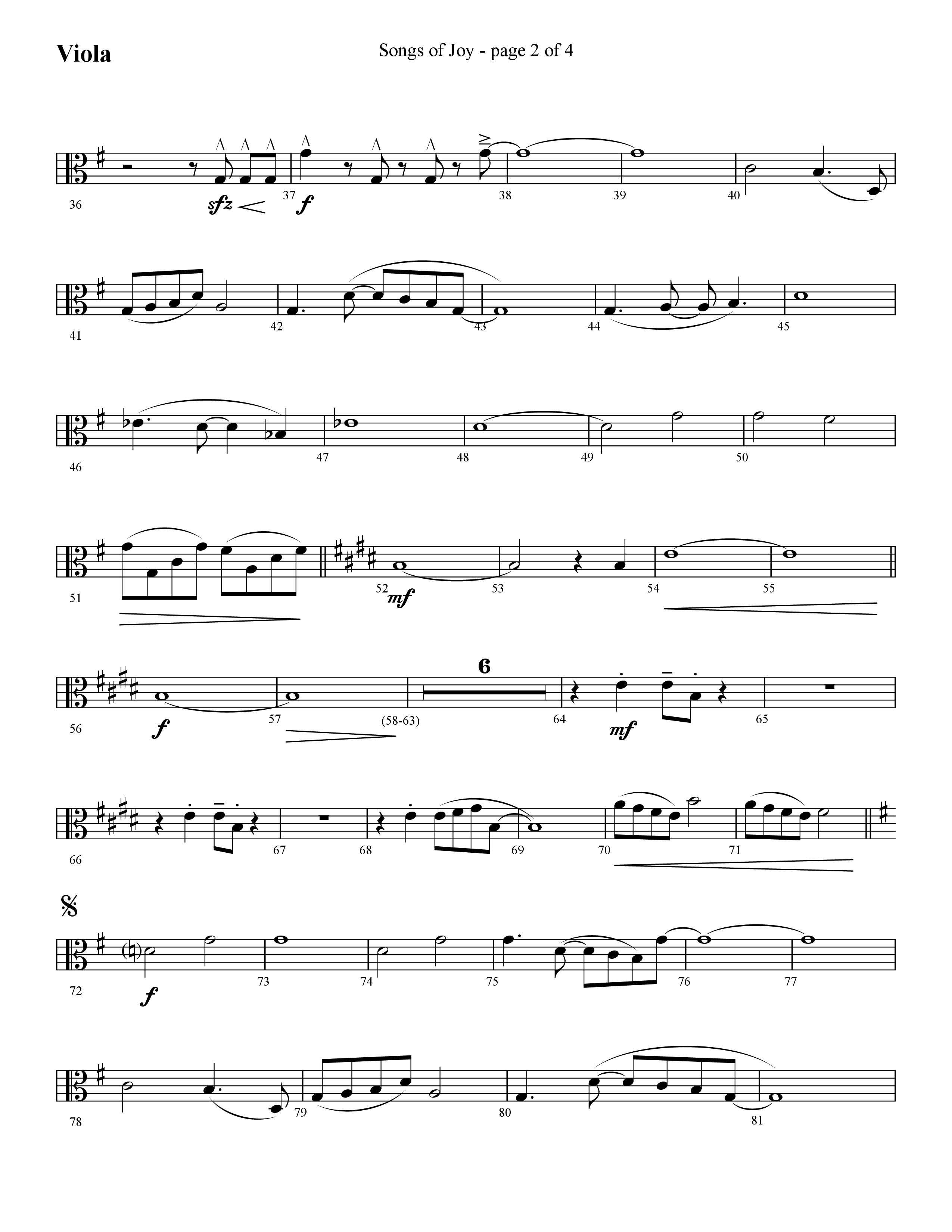 Songs of Joy (with O Come All Ye Faithful) (Choral Anthem SATB) Viola (Lifeway Choral / Arr. Cliff Duren)