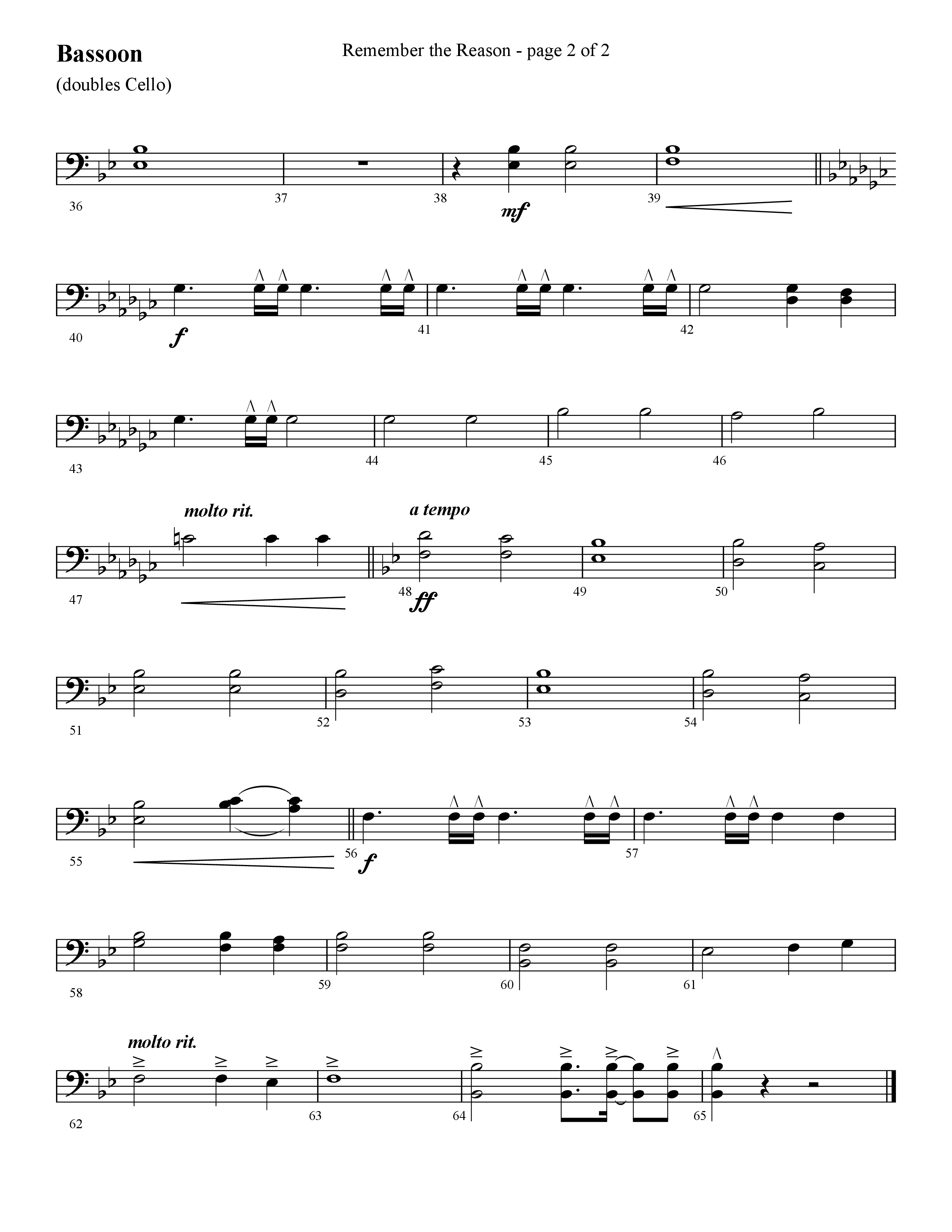 Remember The Reason (Choral Anthem SATB) Bassoon (Lifeway Choral / Arr. Cliff Duren)