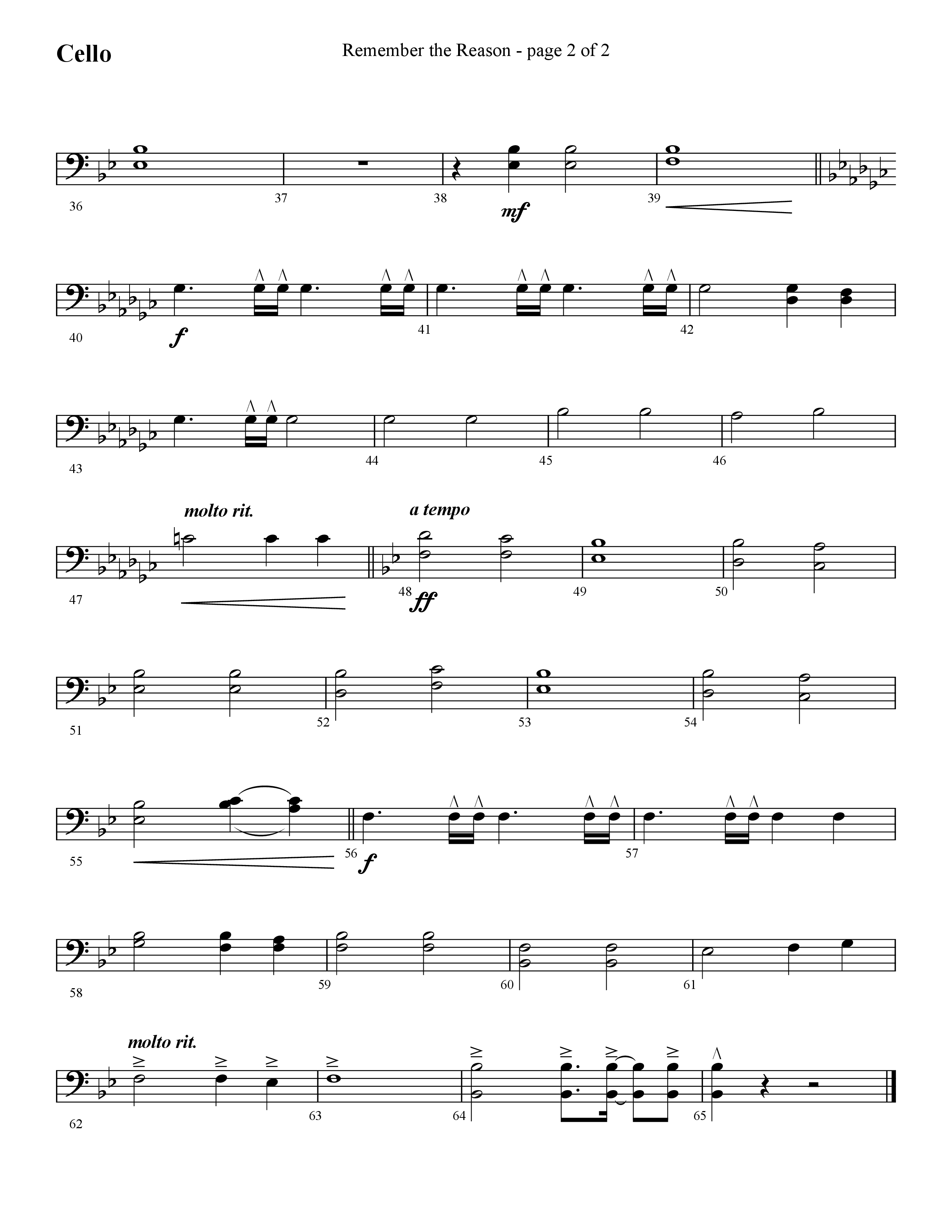 Remember The Reason (Choral Anthem SATB) Cello (Lifeway Choral / Arr. Cliff Duren)