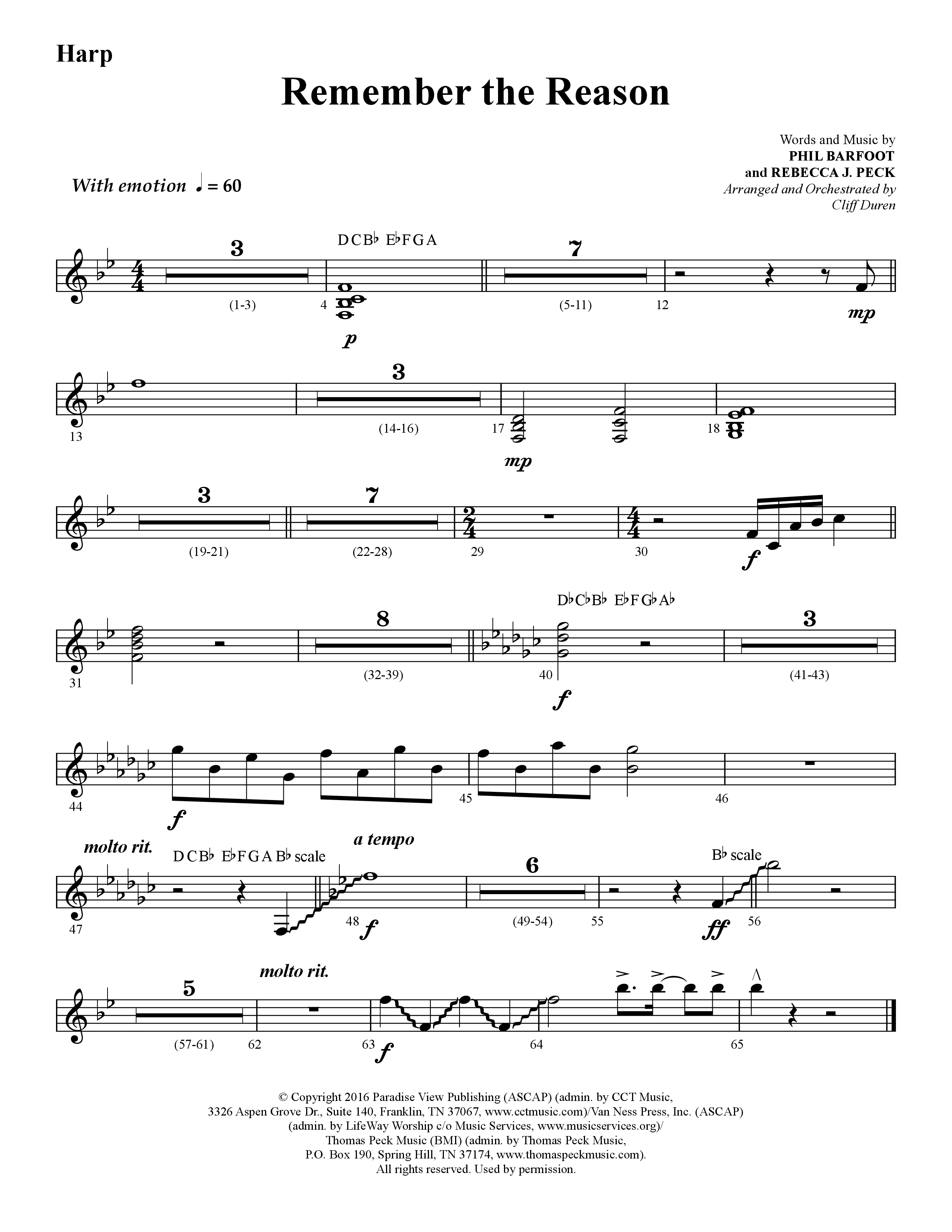 Remember The Reason (Choral Anthem SATB) Harp (Lifeway Choral / Arr. Cliff Duren)