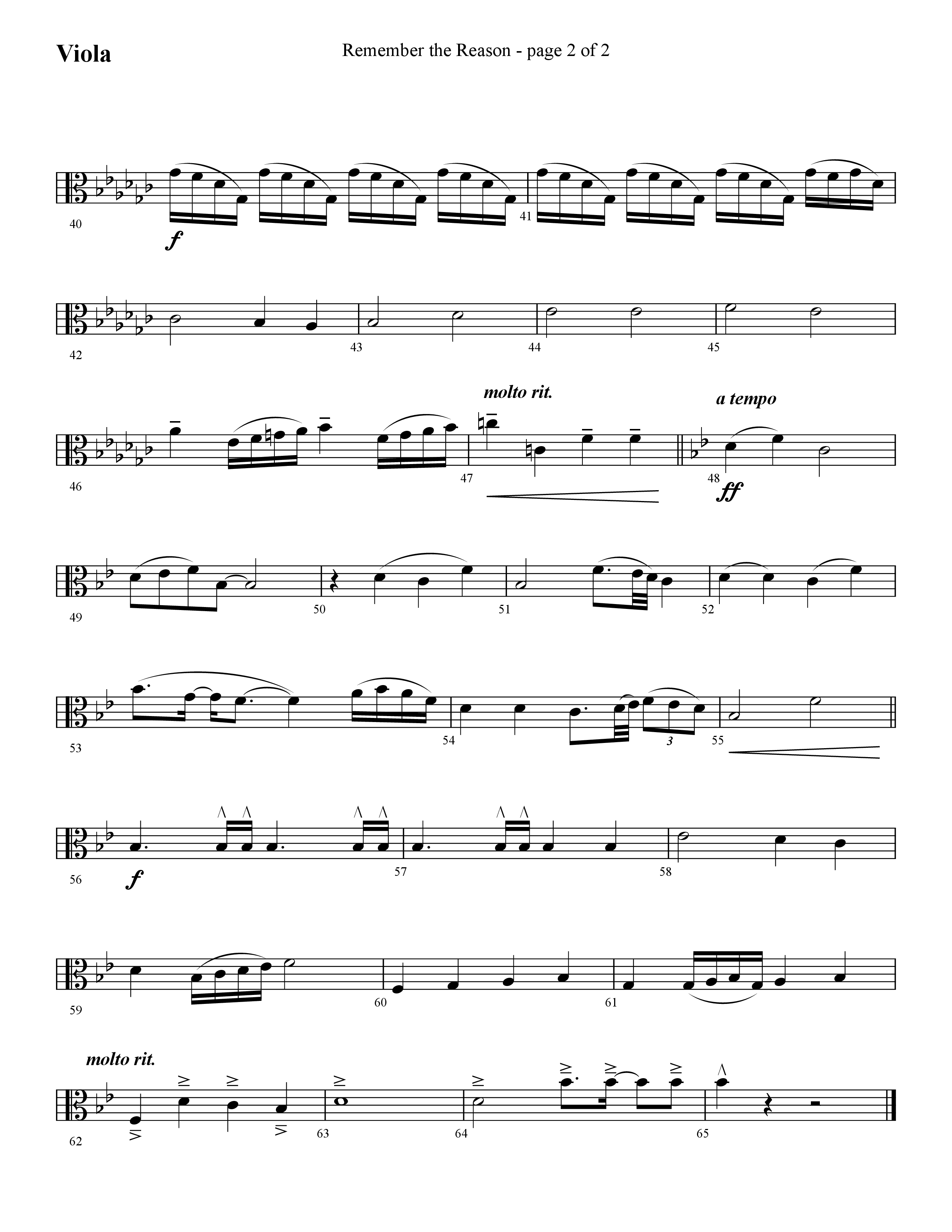 Remember The Reason (Choral Anthem SATB) Viola (Lifeway Choral / Arr. Cliff Duren)
