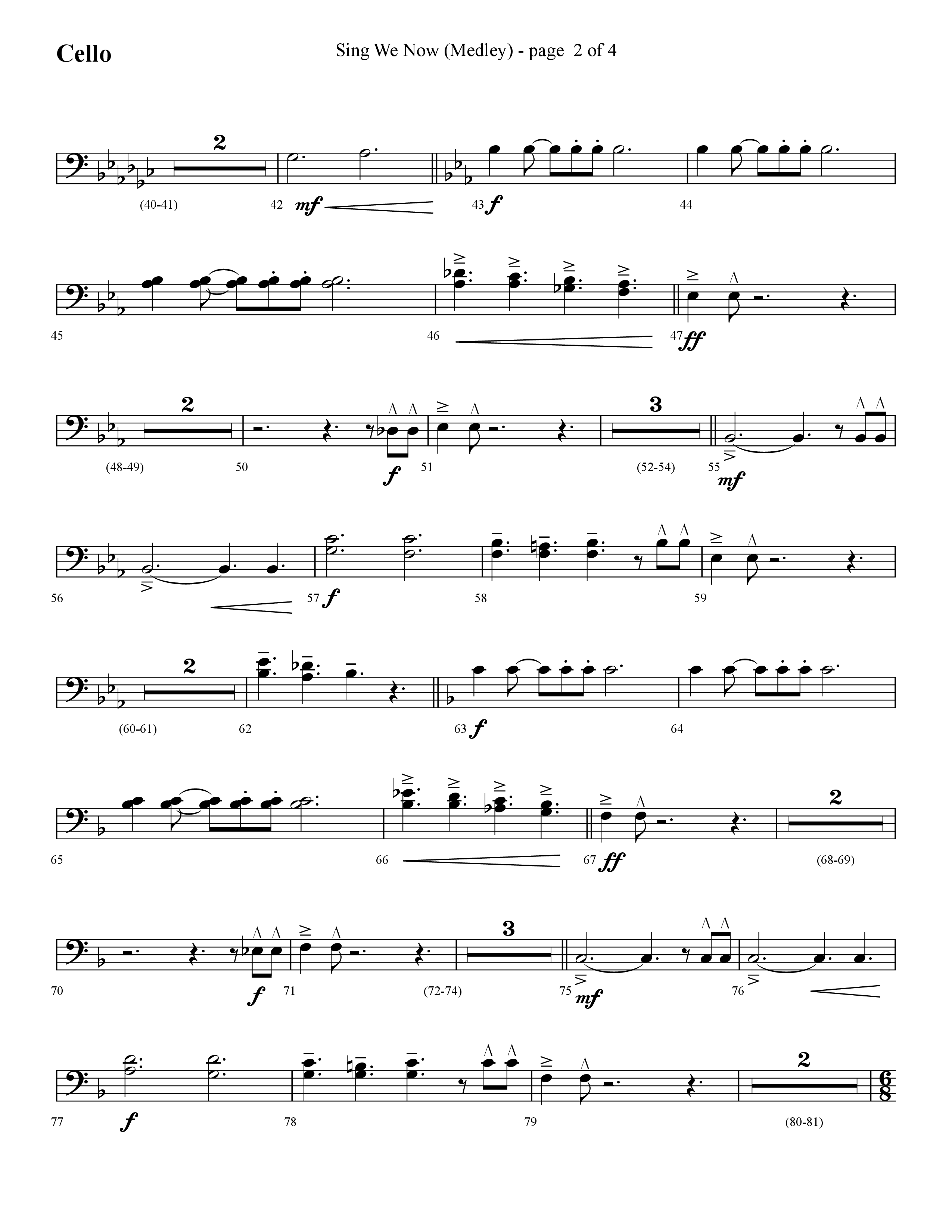 Sing We Now (Medley) (Choral Anthem SATB) Cello (Lifeway Choral / Arr. Cliff Duren)