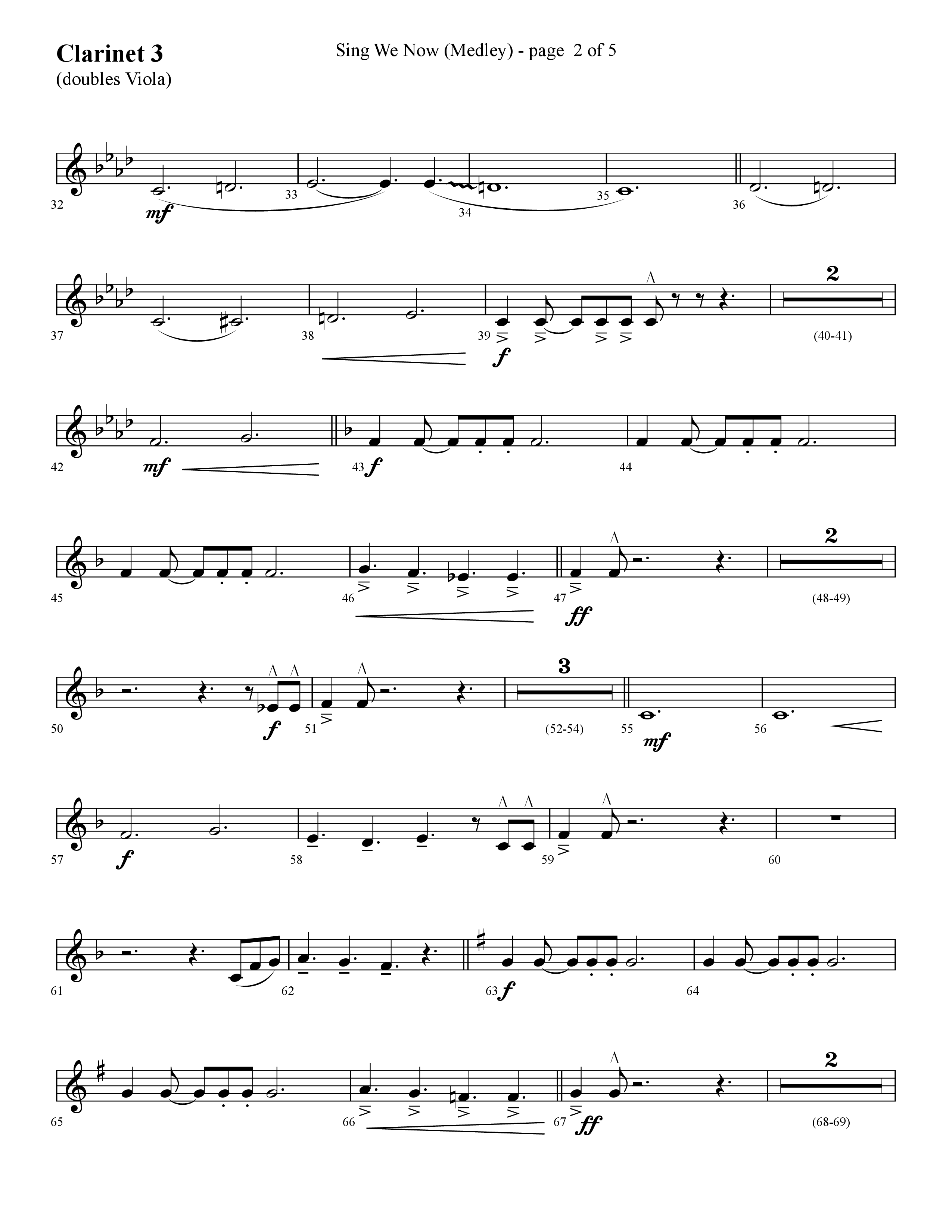 Sing We Now (Medley) (Choral Anthem SATB) Clarinet 3 (Lifeway Choral / Arr. Cliff Duren)