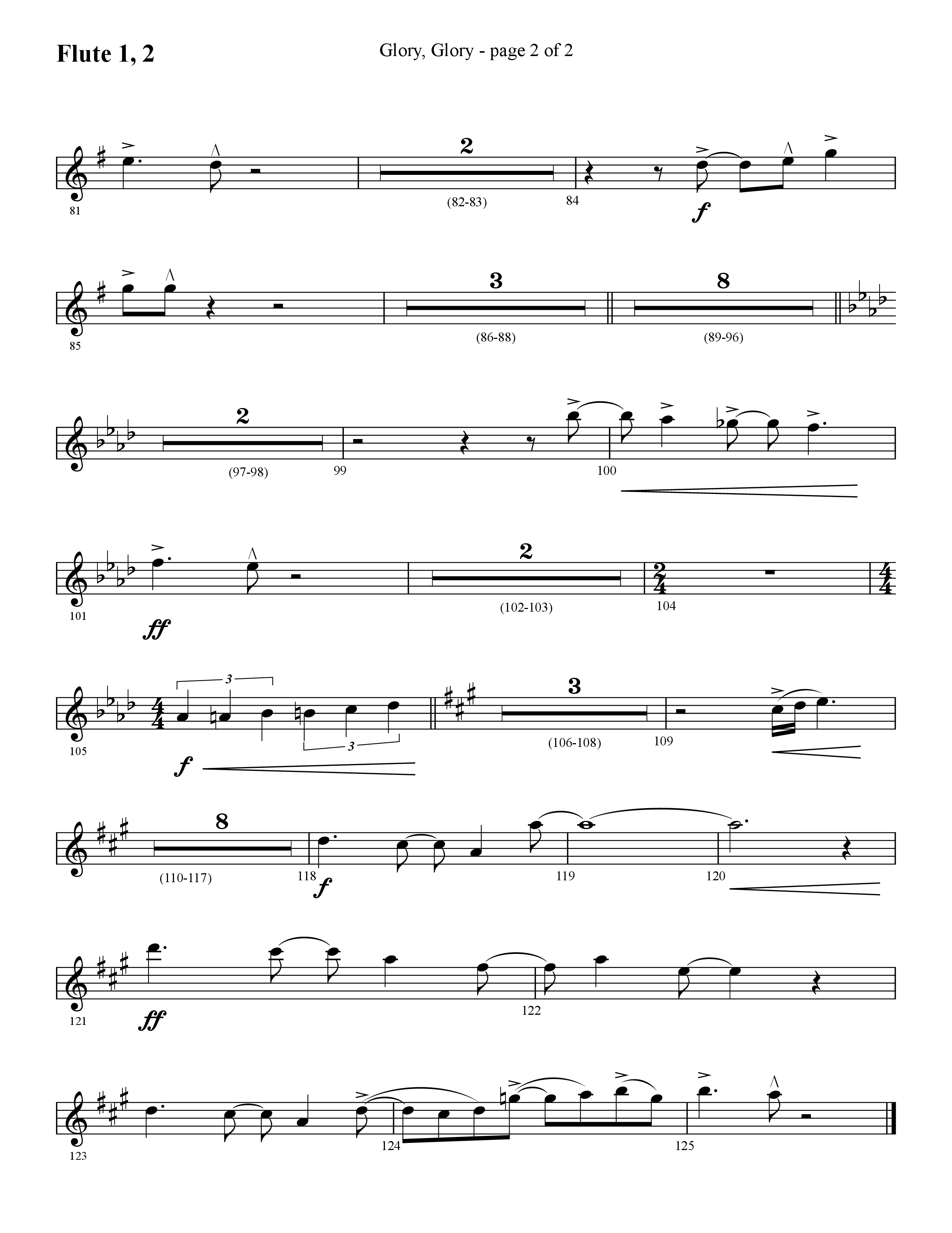 Glory Glory (Choral Anthem SATB) Flute 1/2 (Lifeway Choral / Arr. Dennis Allen)