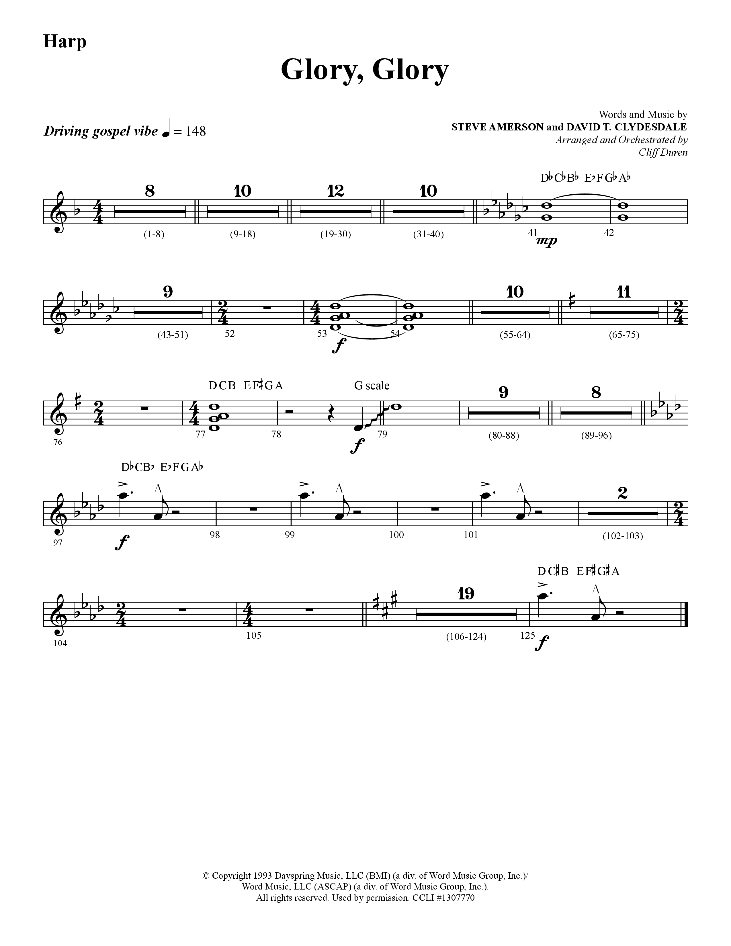 Glory Glory (Choral Anthem SATB) Harp (Lifeway Choral / Arr. Dennis Allen)