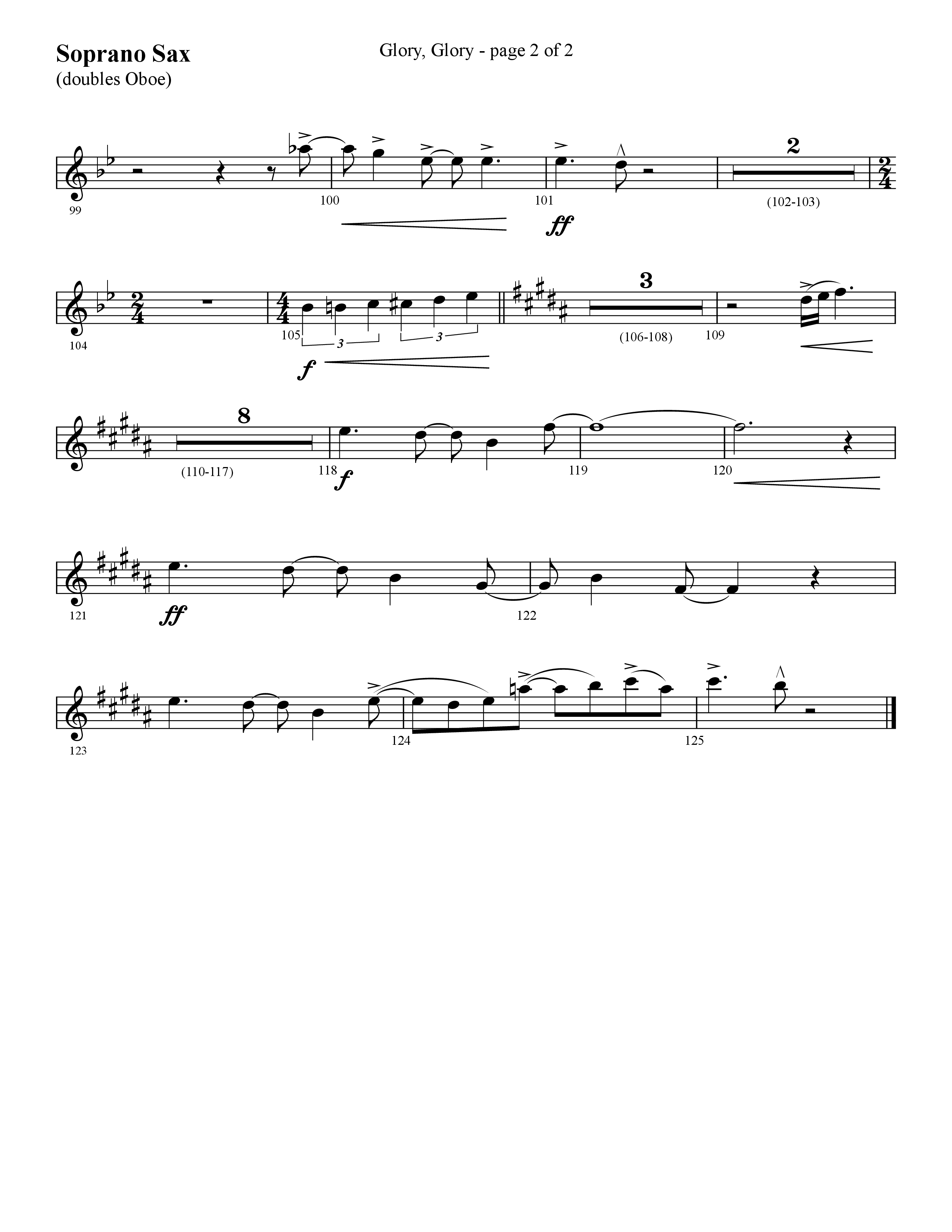Glory Glory (Choral Anthem SATB) Soprano Sax (Lifeway Choral / Arr. Dennis Allen)