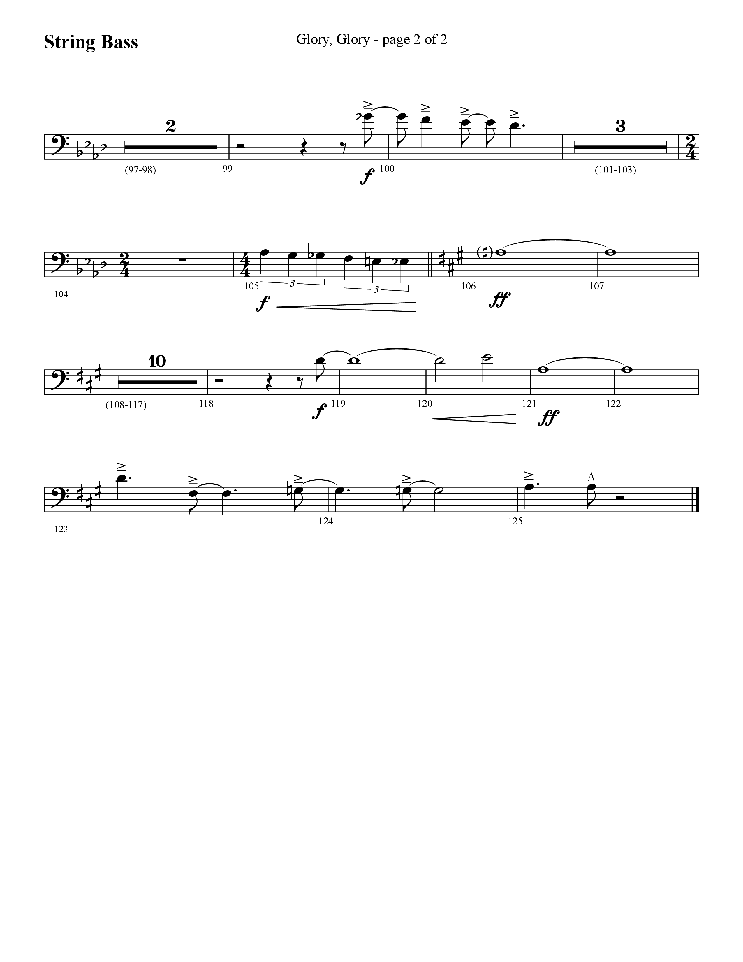 Glory Glory (Choral Anthem SATB) String Bass (Lifeway Choral / Arr. Dennis Allen)