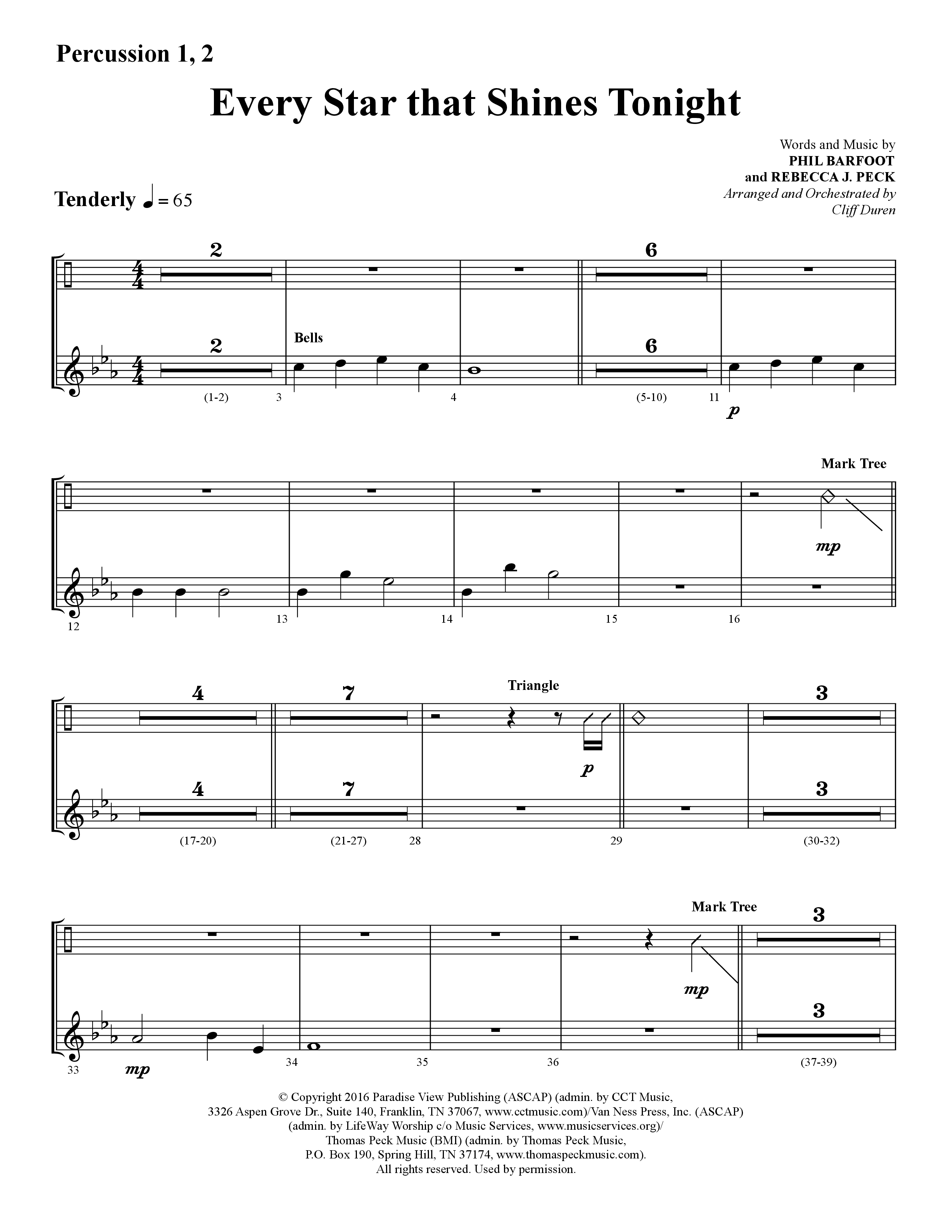 Every Star That Shines Tonight (Choral Anthem SATB) Percussion 1/2 (Lifeway Choral / Arr. Cliff Duren)