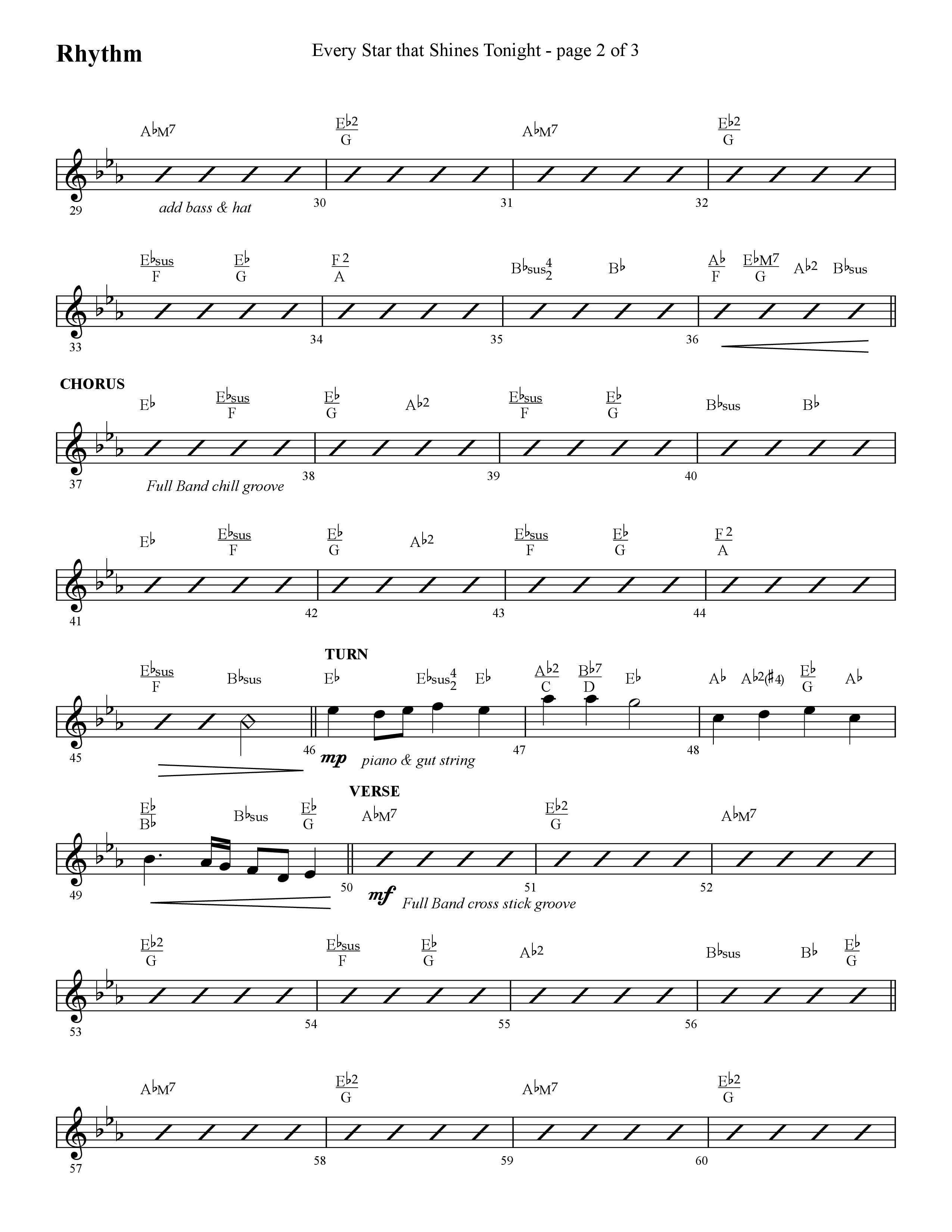 Every Star That Shines Tonight (Choral Anthem SATB) Rhythm Chart (Lifeway Choral / Arr. Cliff Duren)