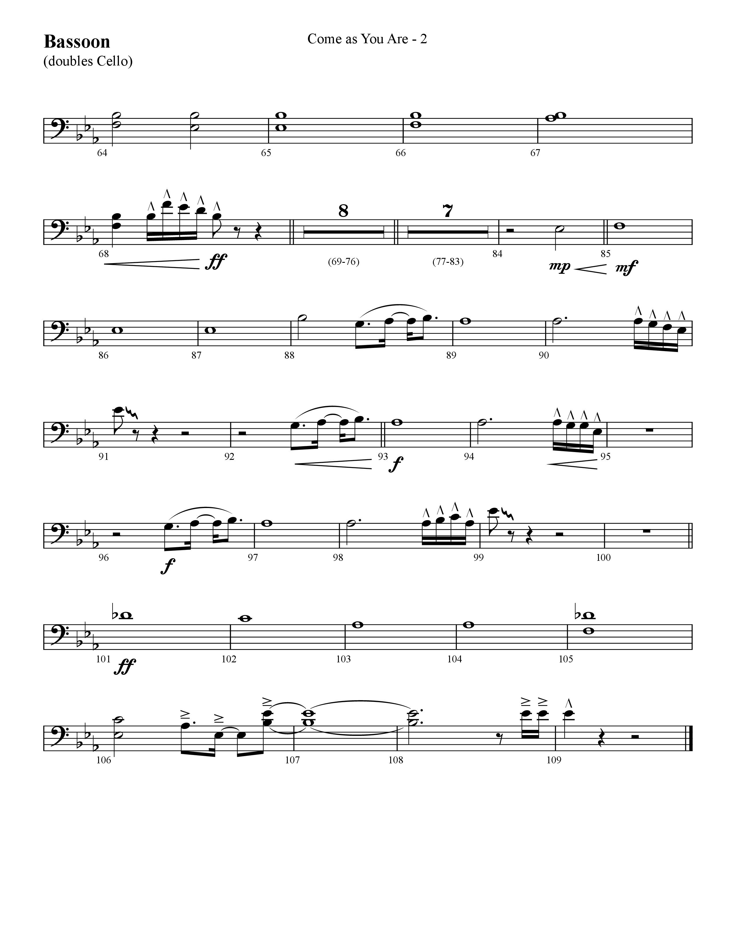Come As You Are (Choral Anthem SATB) Bassoon (Lifeway Choral / Arr. Cliff Duren)