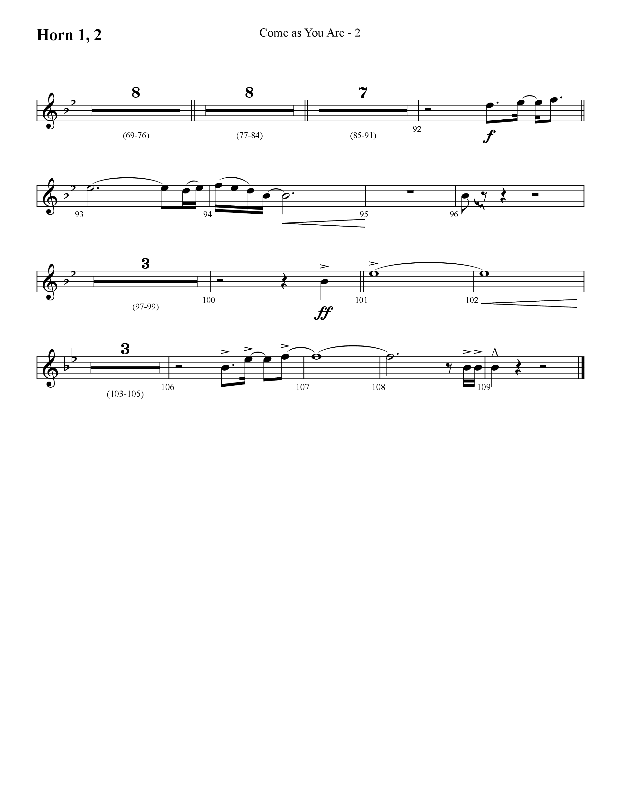Come As You Are (Choral Anthem SATB) French Horn 1/2 (Lifeway Choral / Arr. Cliff Duren)