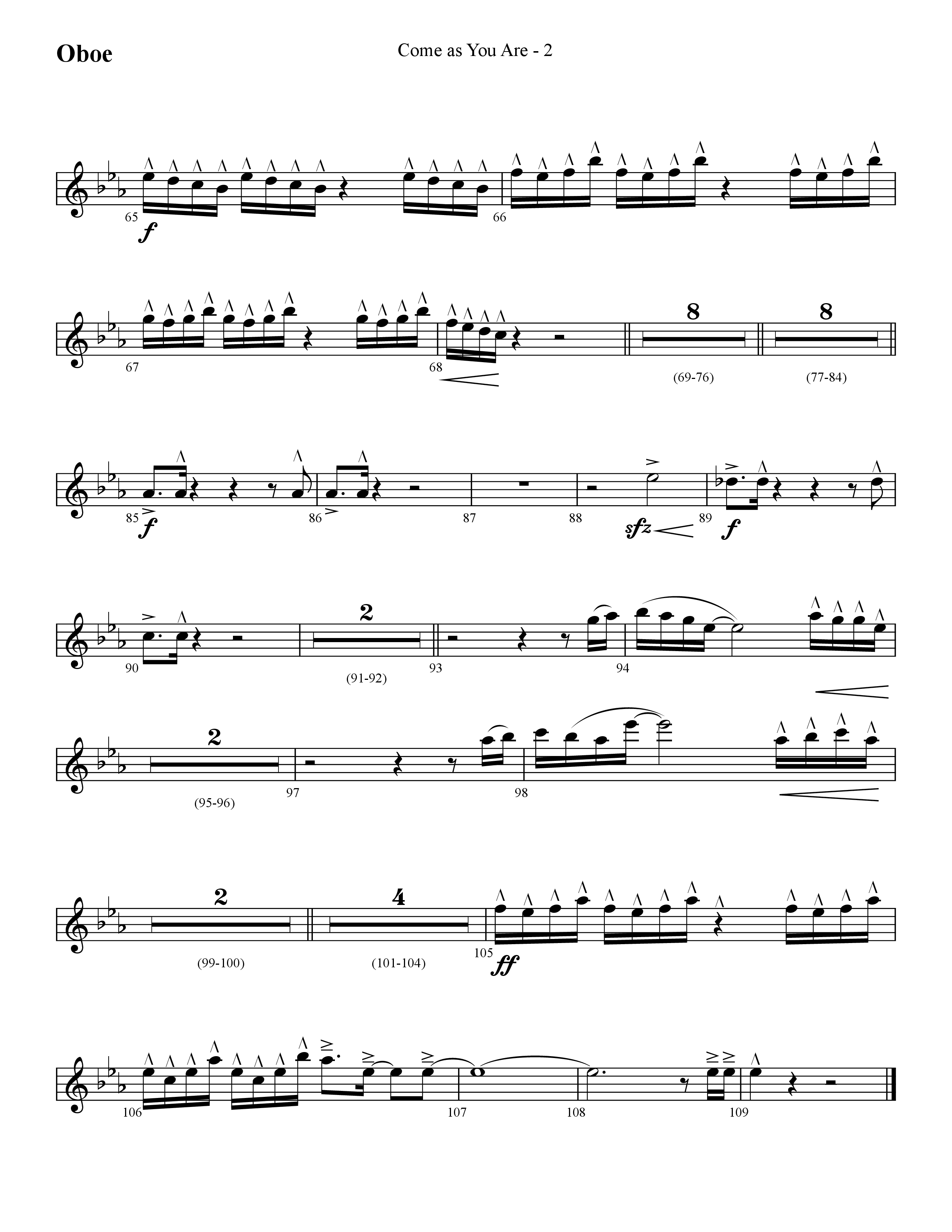 Come As You Are (Choral Anthem SATB) Oboe (Lifeway Choral / Arr. Cliff Duren)