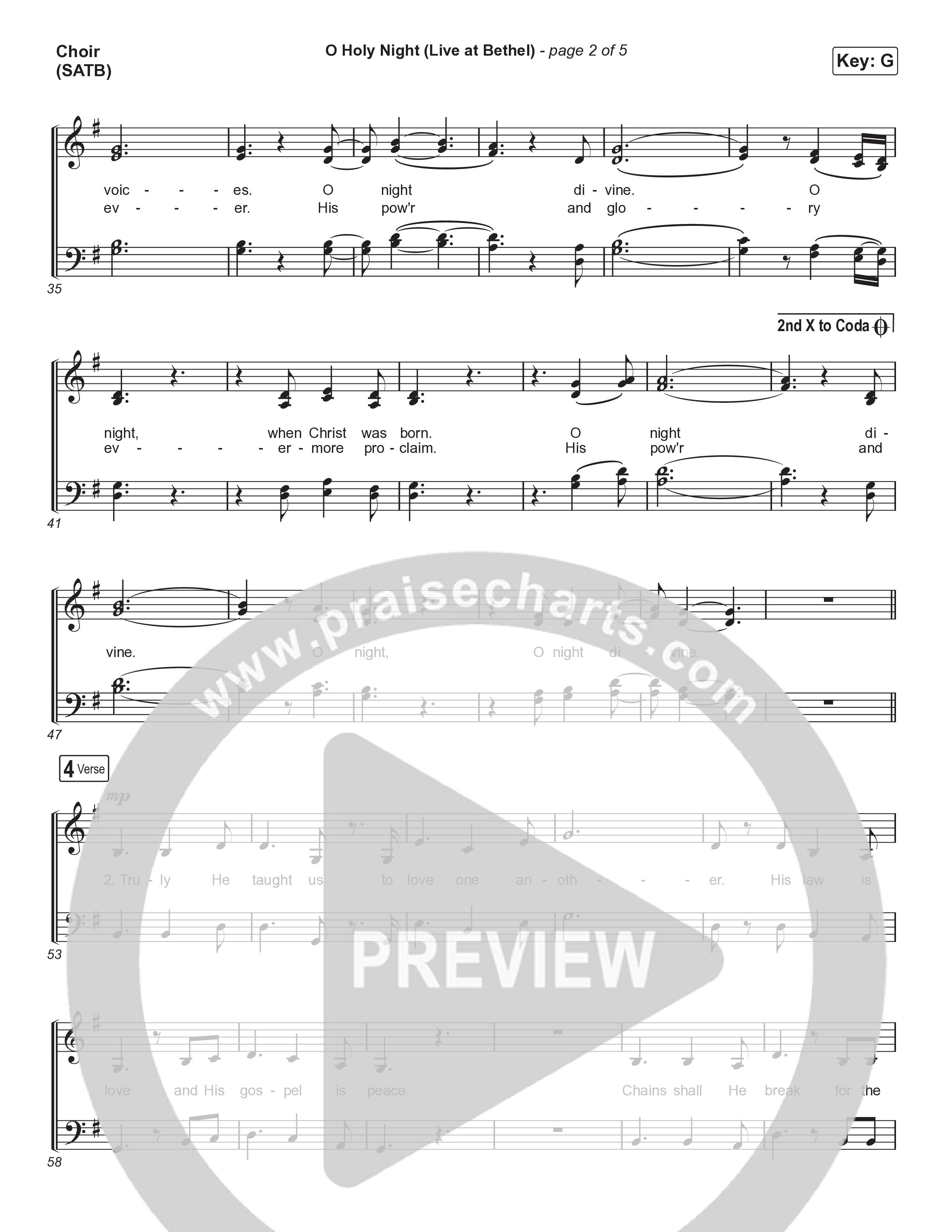 O Holy Night (Live At Bethel) Choir Sheet (SATB) (The McClures)