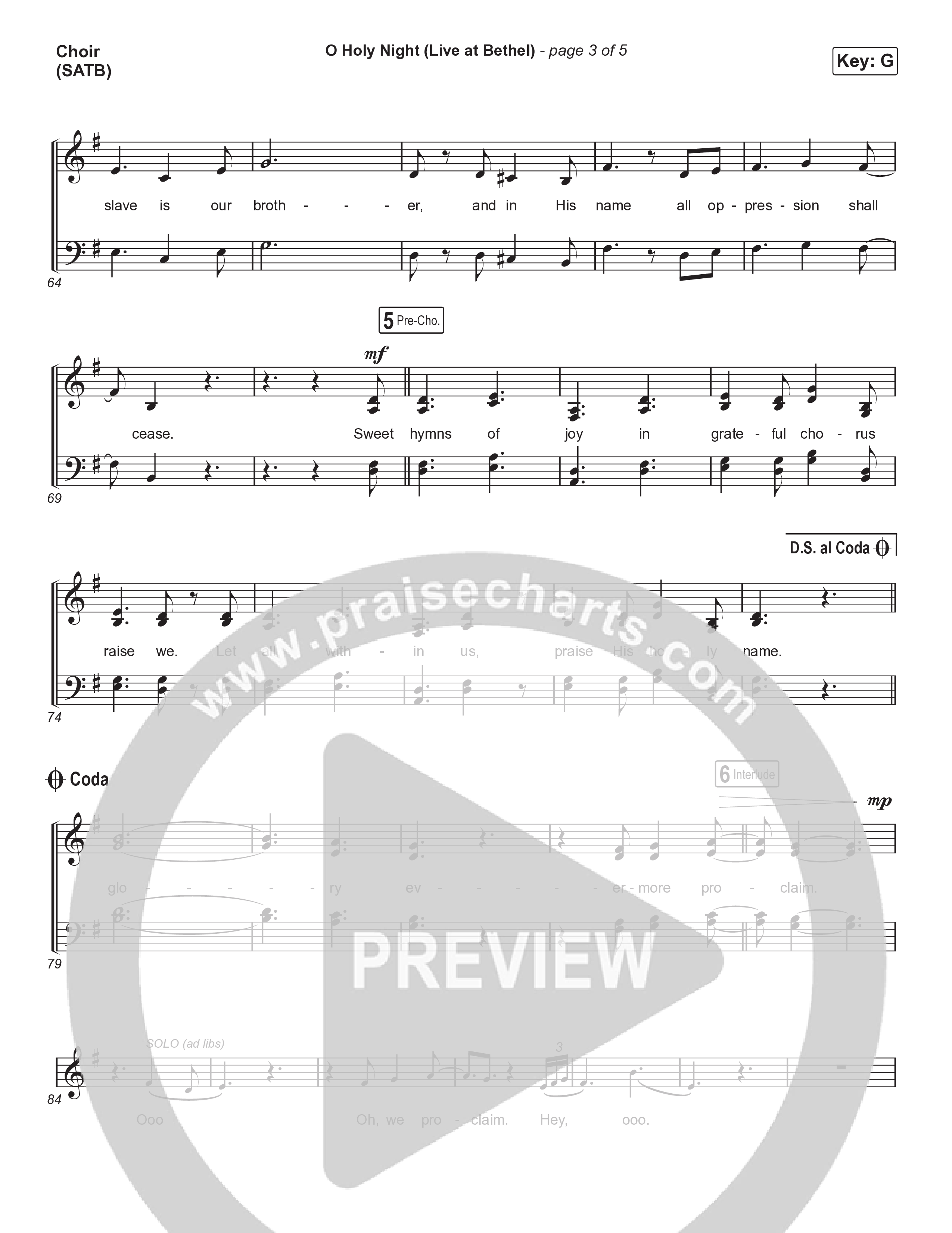 O Holy Night (Live At Bethel) Choir Sheet (SATB) (The McClures)