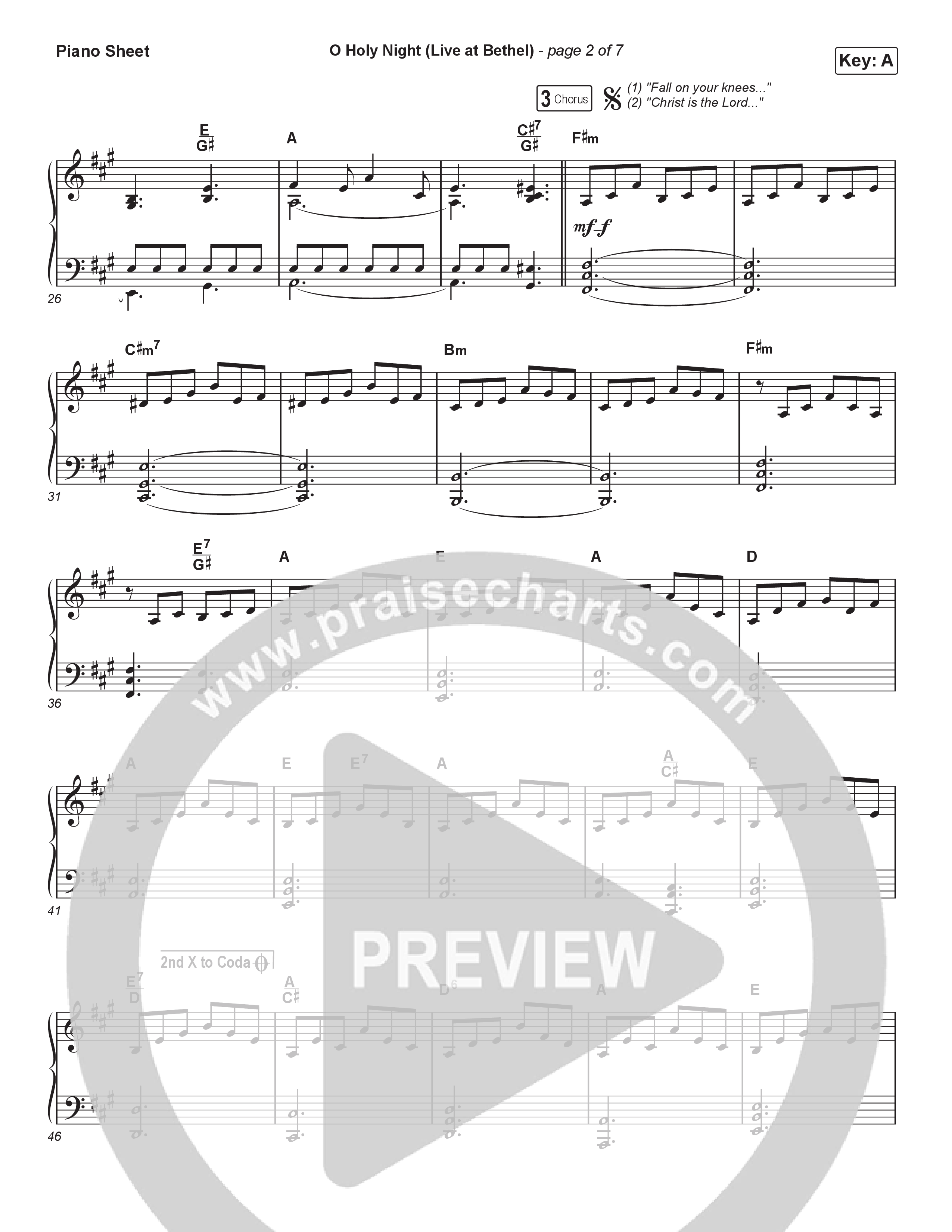 O Holy Night (Live At Bethel) Piano Sheet (The McClures)