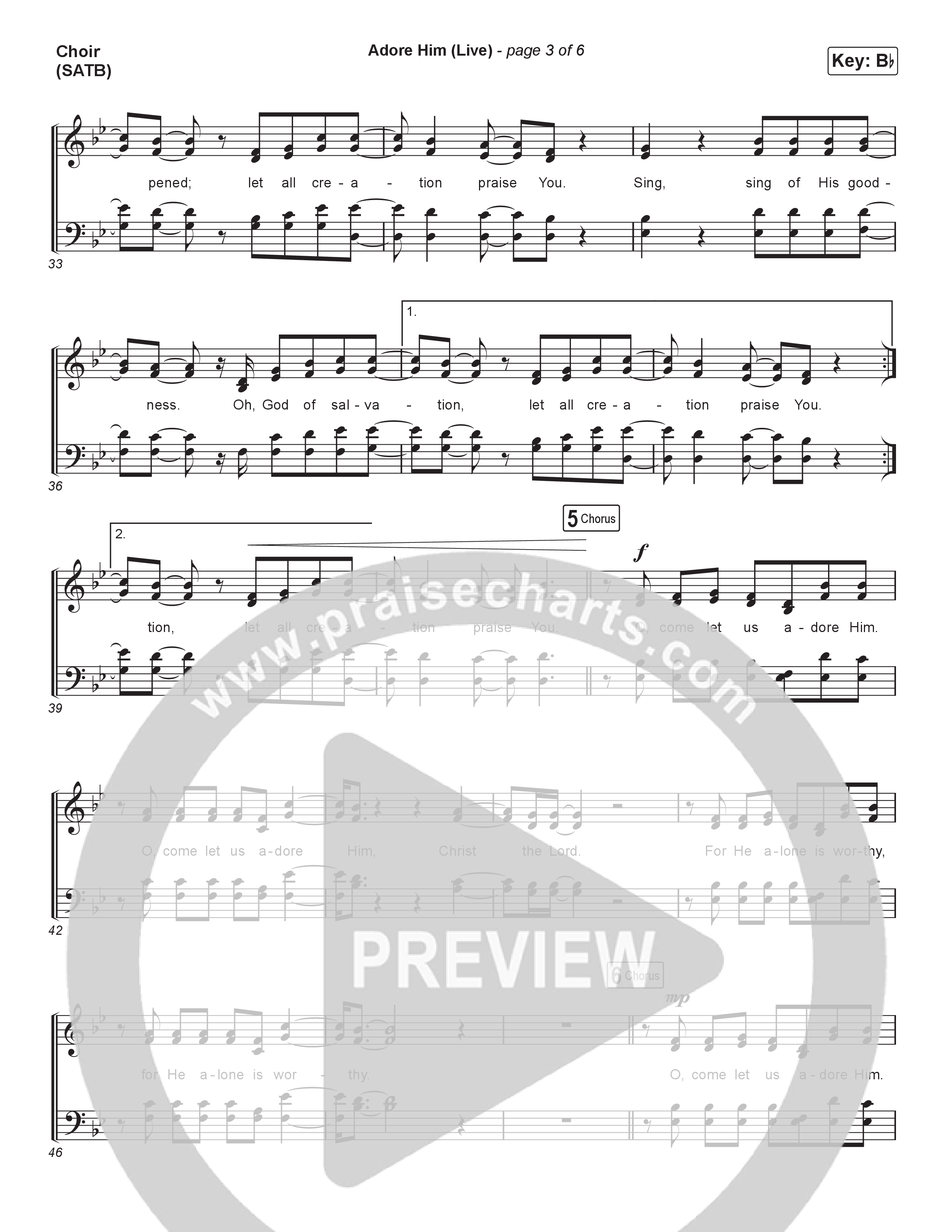 Adore Him (Live At Bethel) Choir Sheet (SATB) (The McClures)