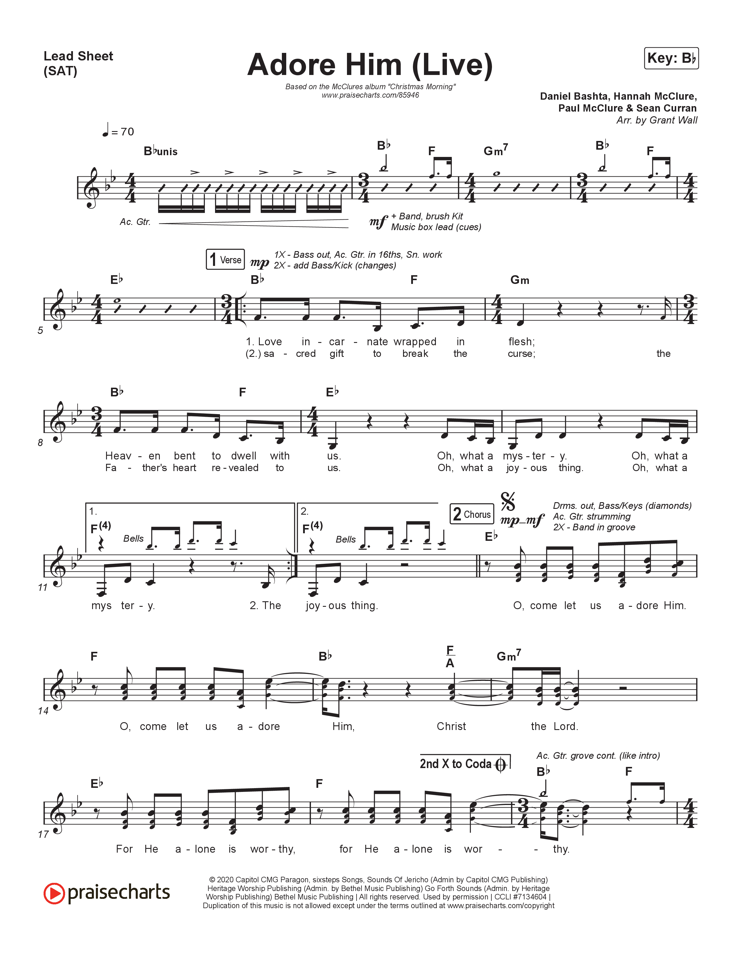 Adore Him (Live At Bethel) Lead Sheet (SAT) (The McClures)