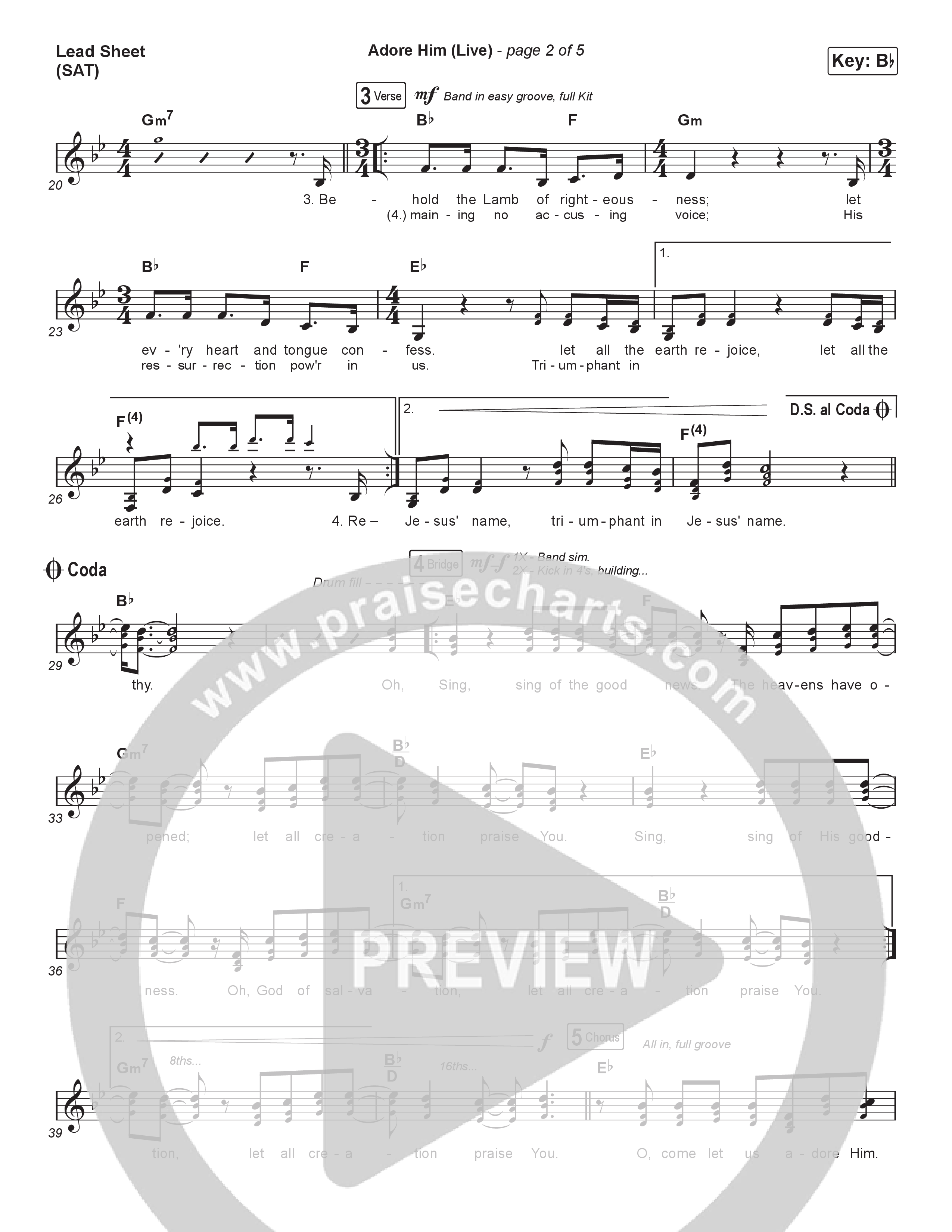 Adore Him (Live At Bethel) Lead Sheet (SAT) (The McClures)