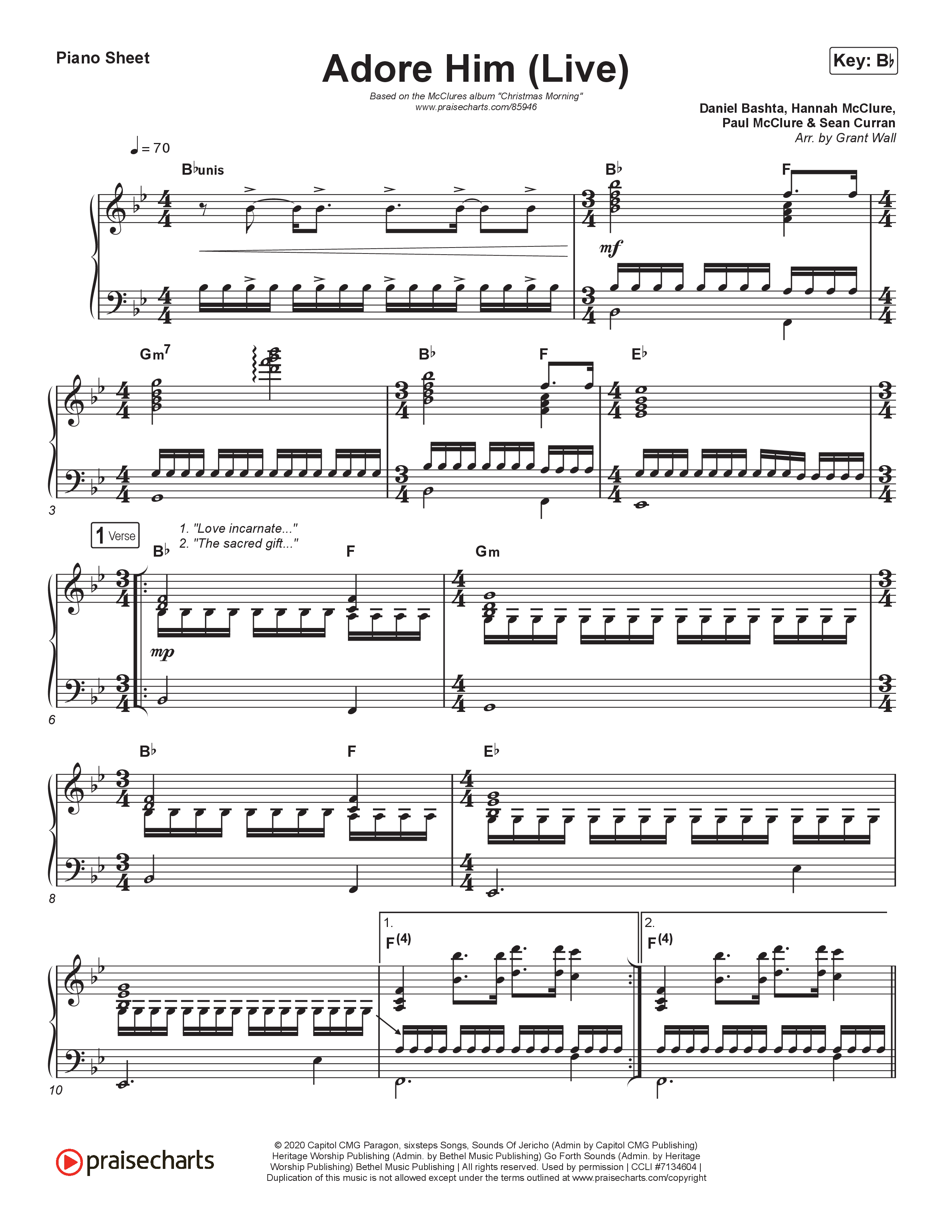 Adore Him (Live At Bethel) Piano Sheet (The McClures)