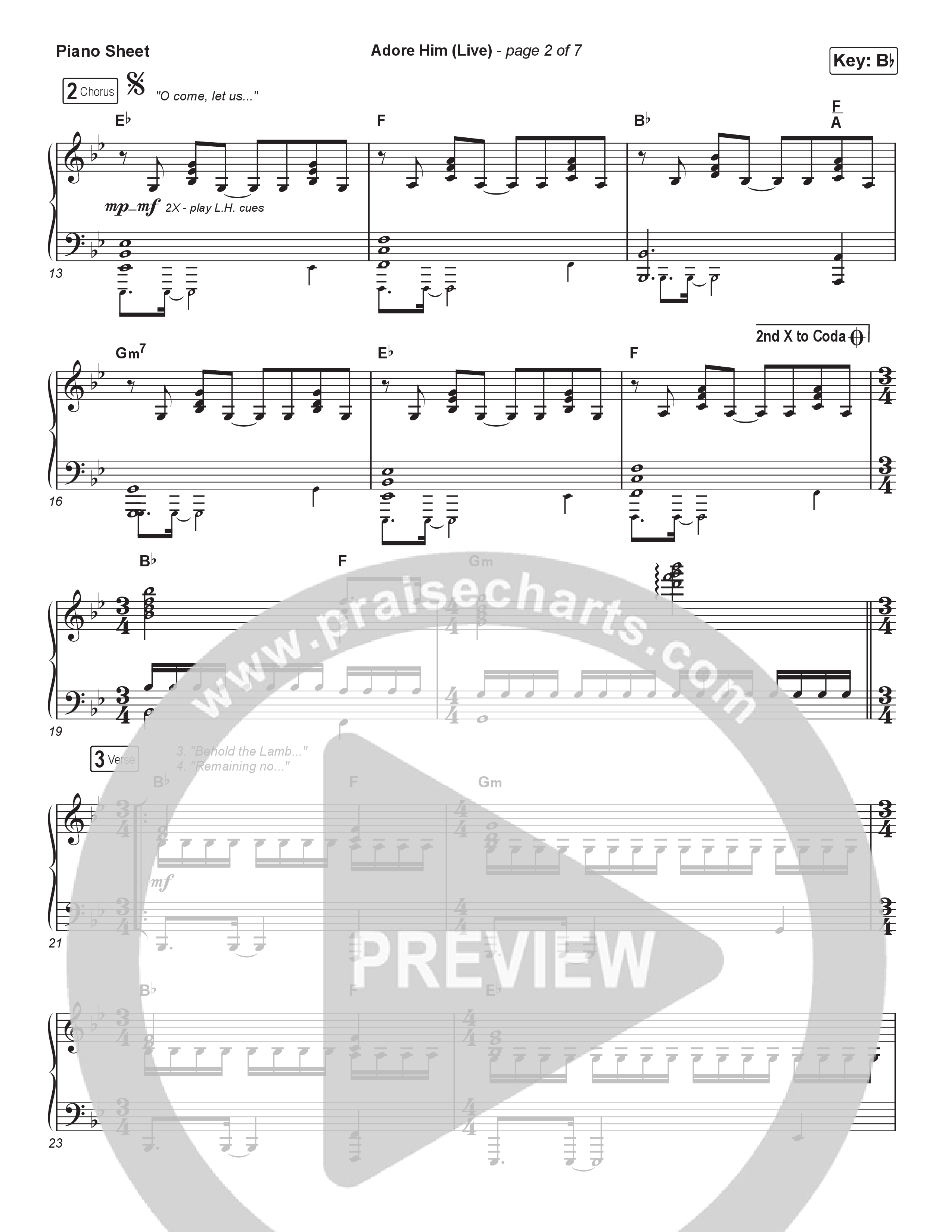 Adore Him (Live At Bethel) Piano Sheet (The McClures)