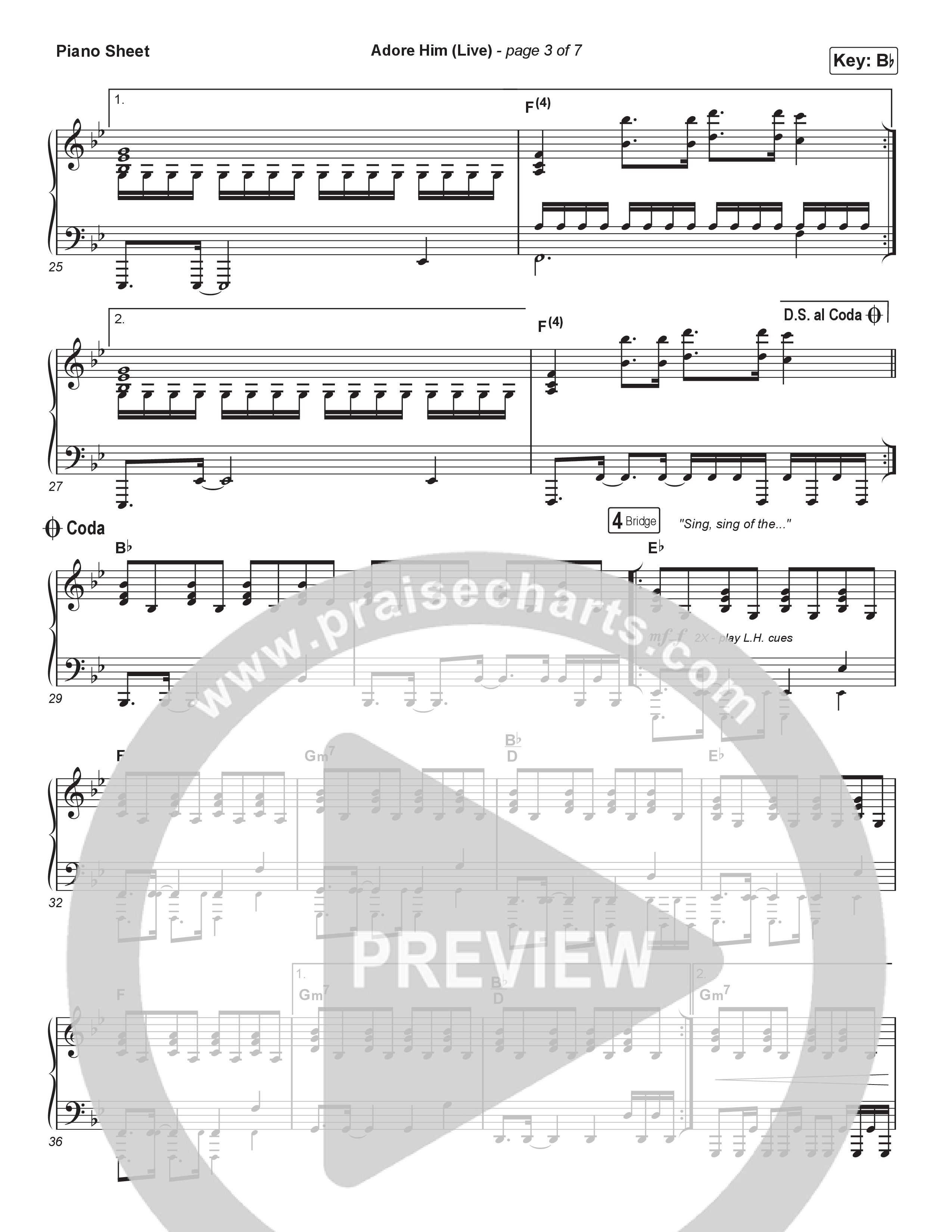 Adore Him (Live At Bethel) Piano Sheet (The McClures)