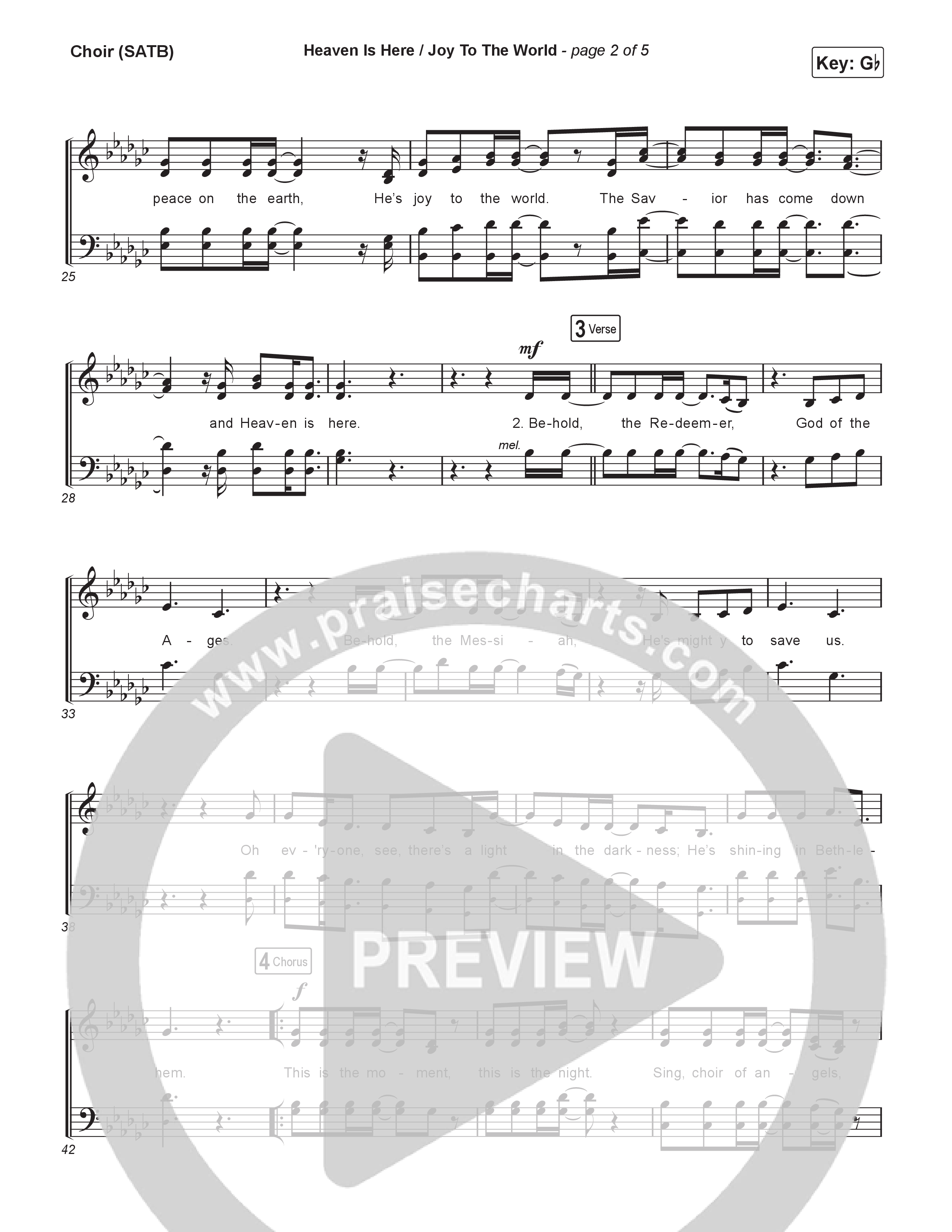 Heaven Is Here / Joy To The World (Live At Bethel) Vocal Sheet (SATB) (The McClures)