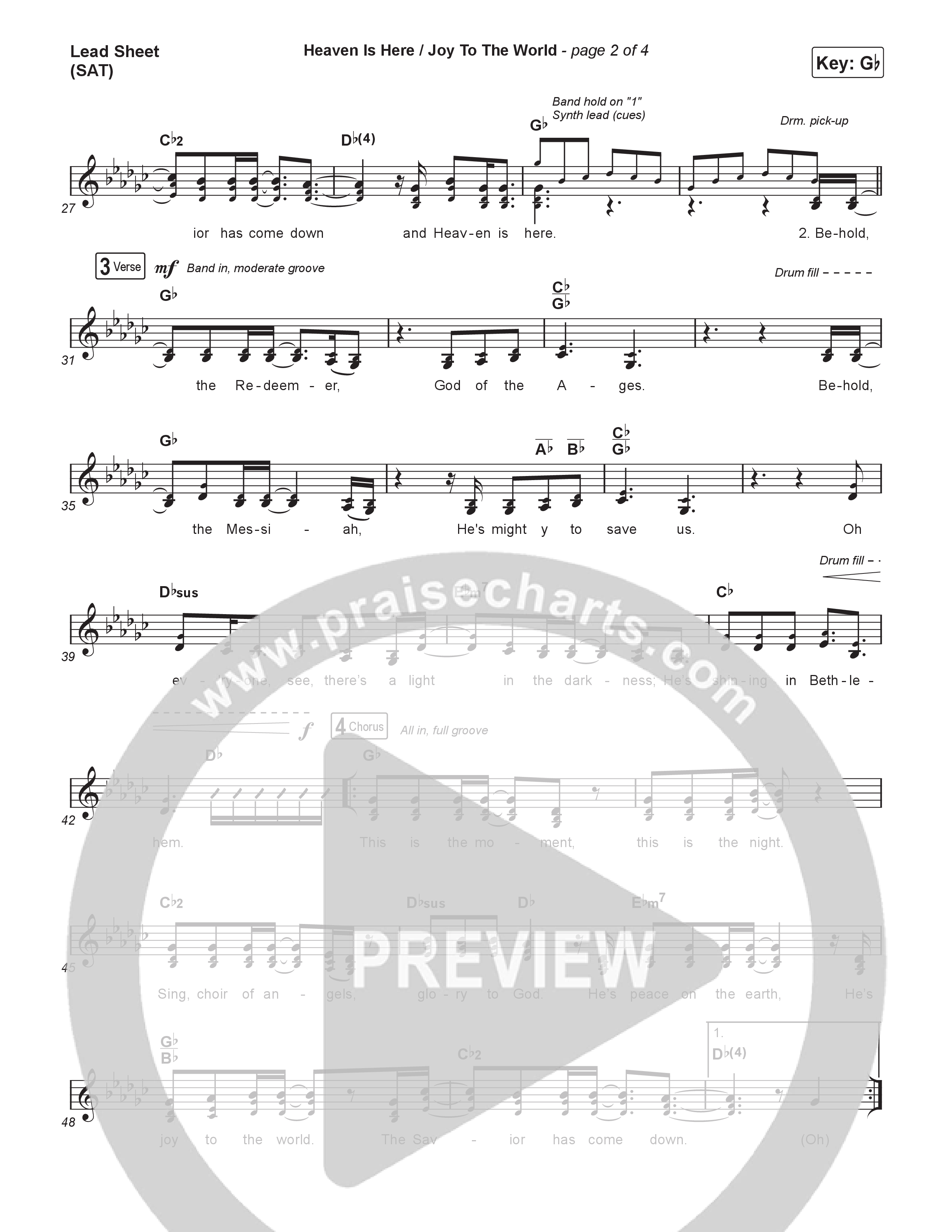 Heaven Is Here / Joy To The World (Live At Bethel) Lead Sheet (SAT) (The McClures)