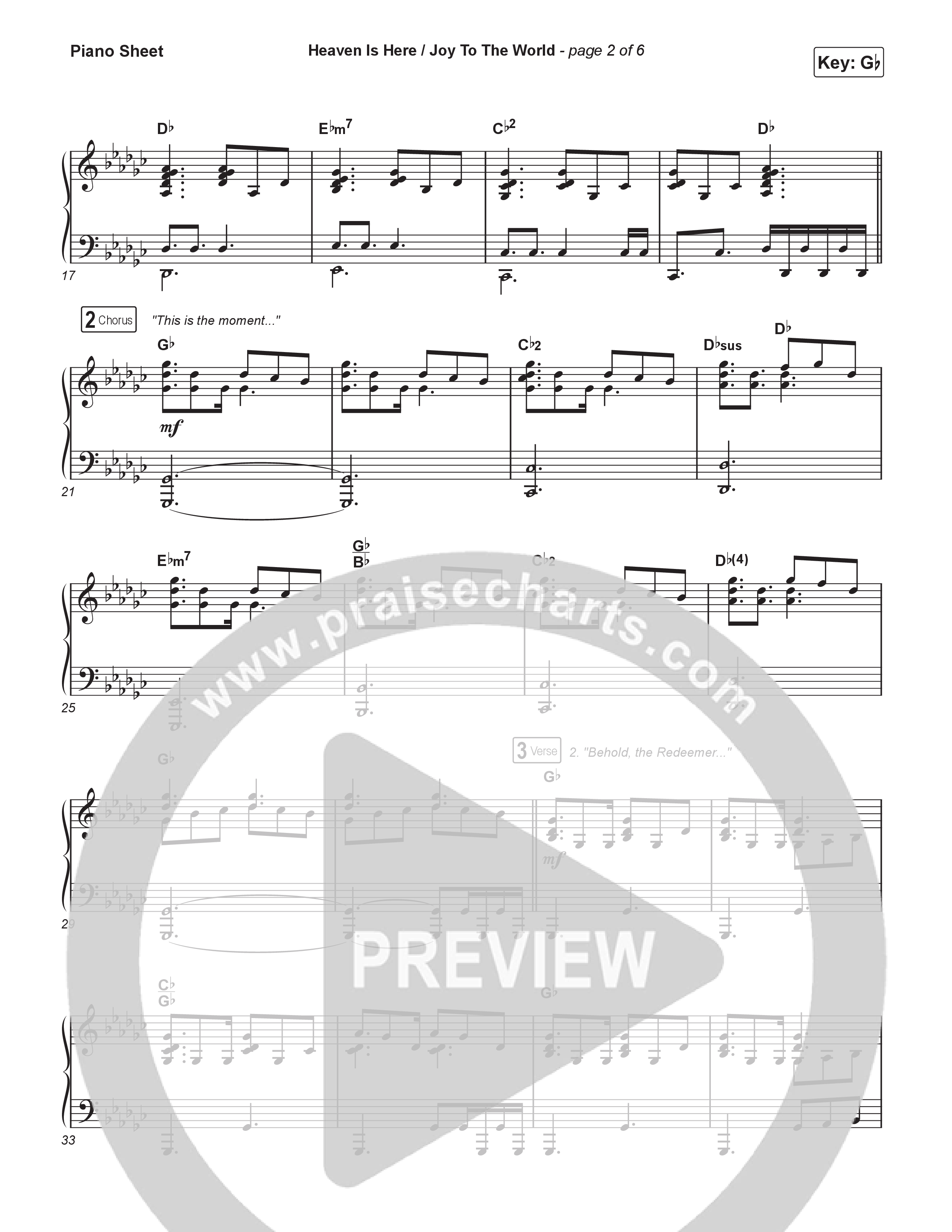 Heaven Is Here / Joy To The World (Live At Bethel) Piano Sheet (The McClures)