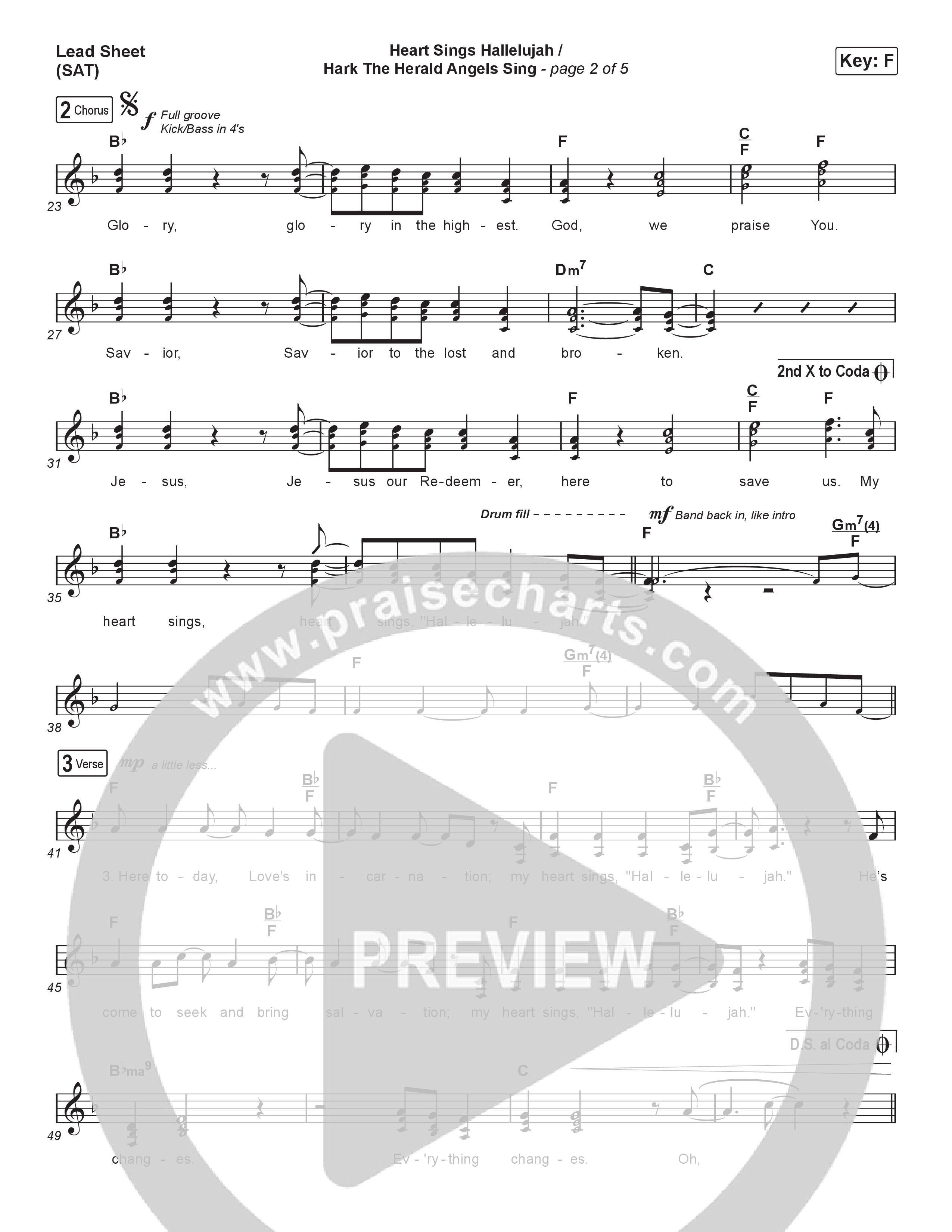 Heart Sings Hallelujah / Hark The Herald Angels Sing (Live At Bethel) Lead Sheet (SAT) (The McClures)