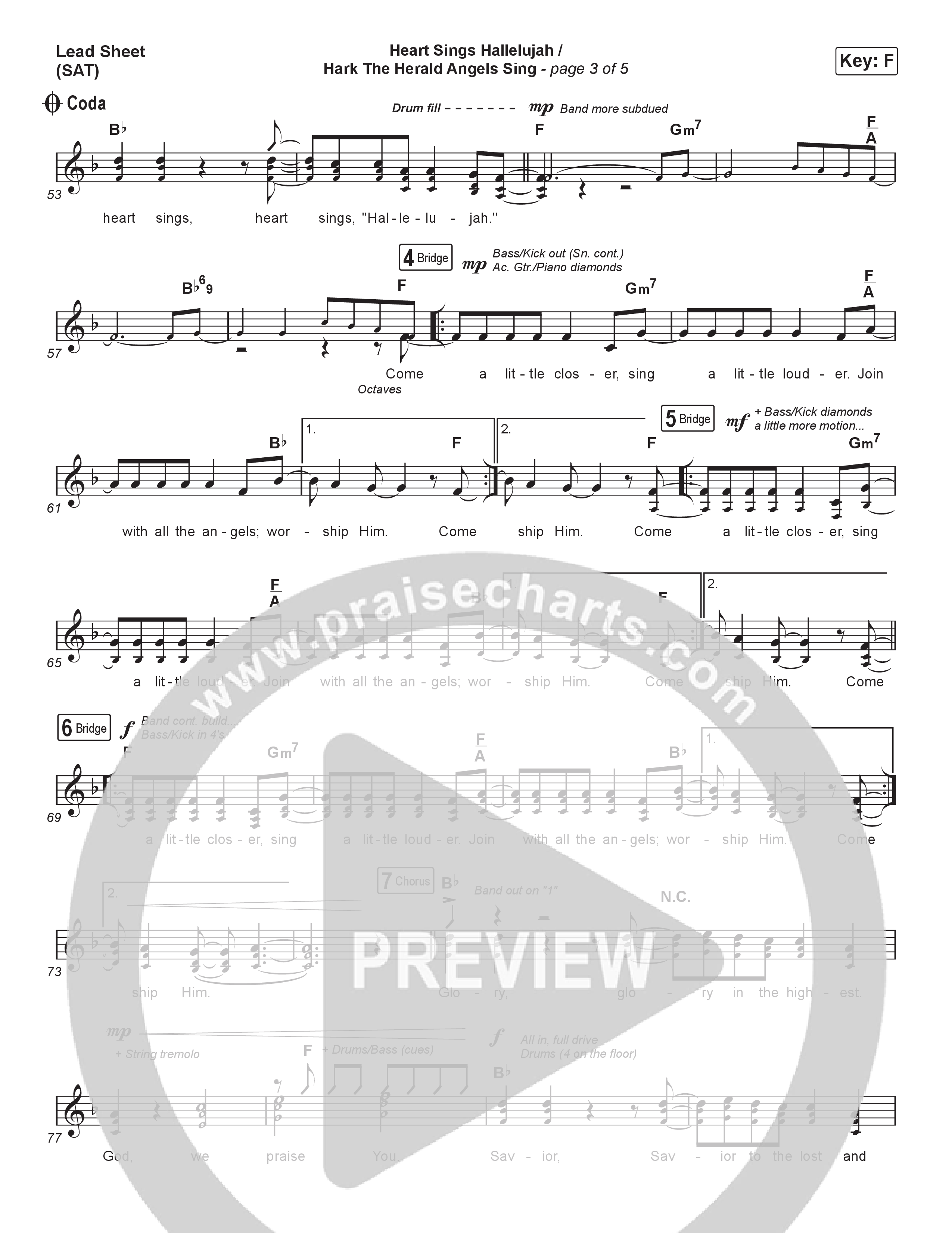 Heart Sings Hallelujah / Hark The Herald Angels Sing (Live At Bethel) Lead Sheet (SAT) (The McClures)