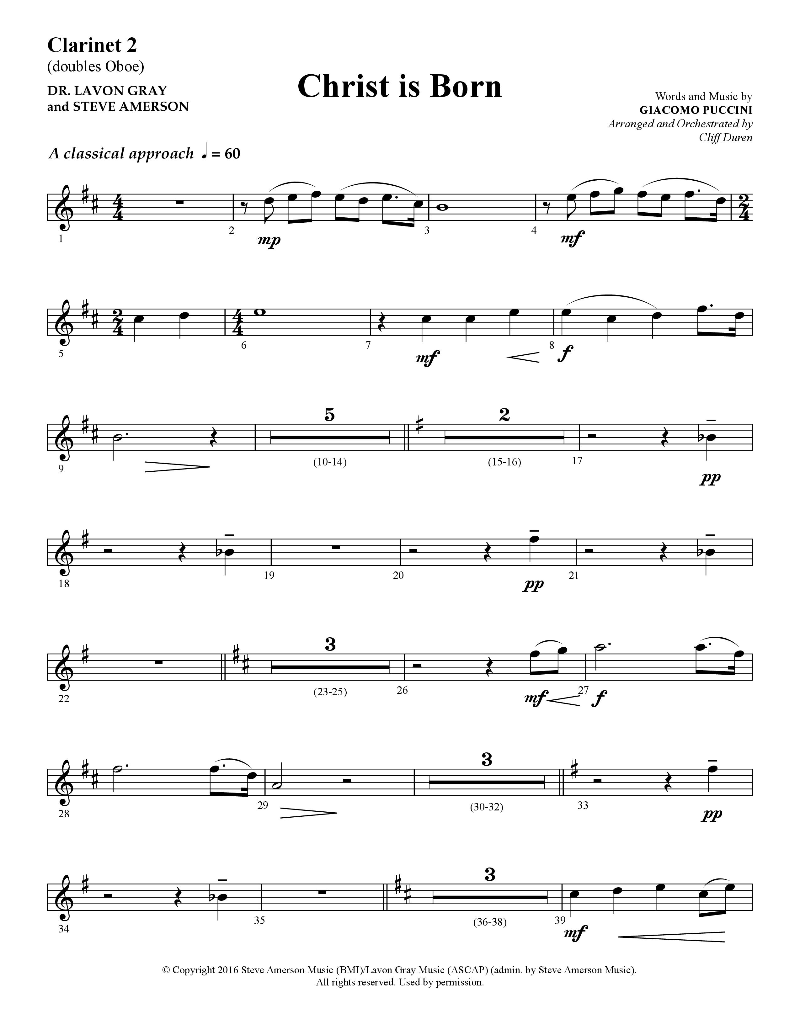 Christ Is Born (Choral Anthem SATB) Clarinet 1/2 (Lifeway Choral / Arr. Cliff Duren)
