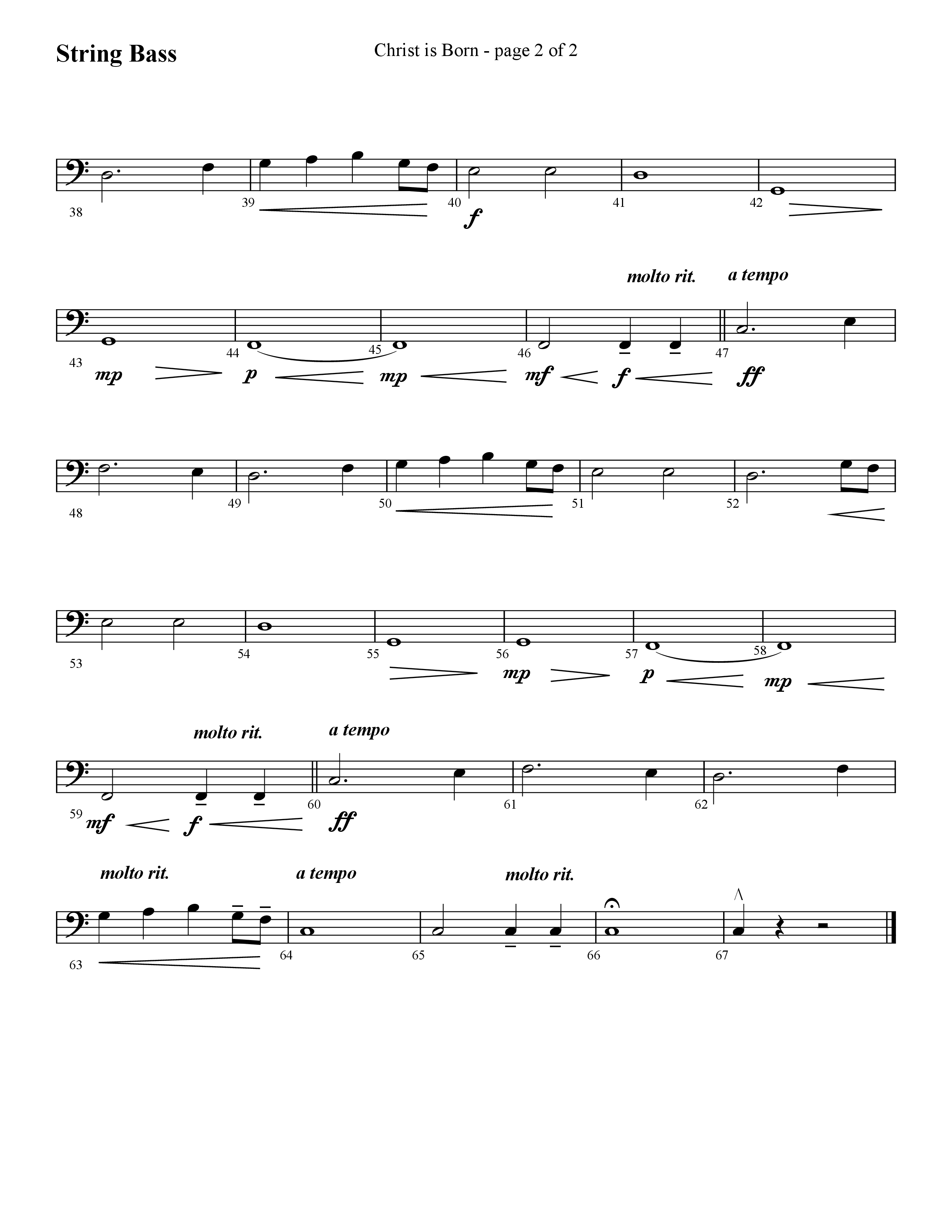 Christ Is Born (Choral Anthem SATB) String Bass (Lifeway Choral / Arr. Cliff Duren)