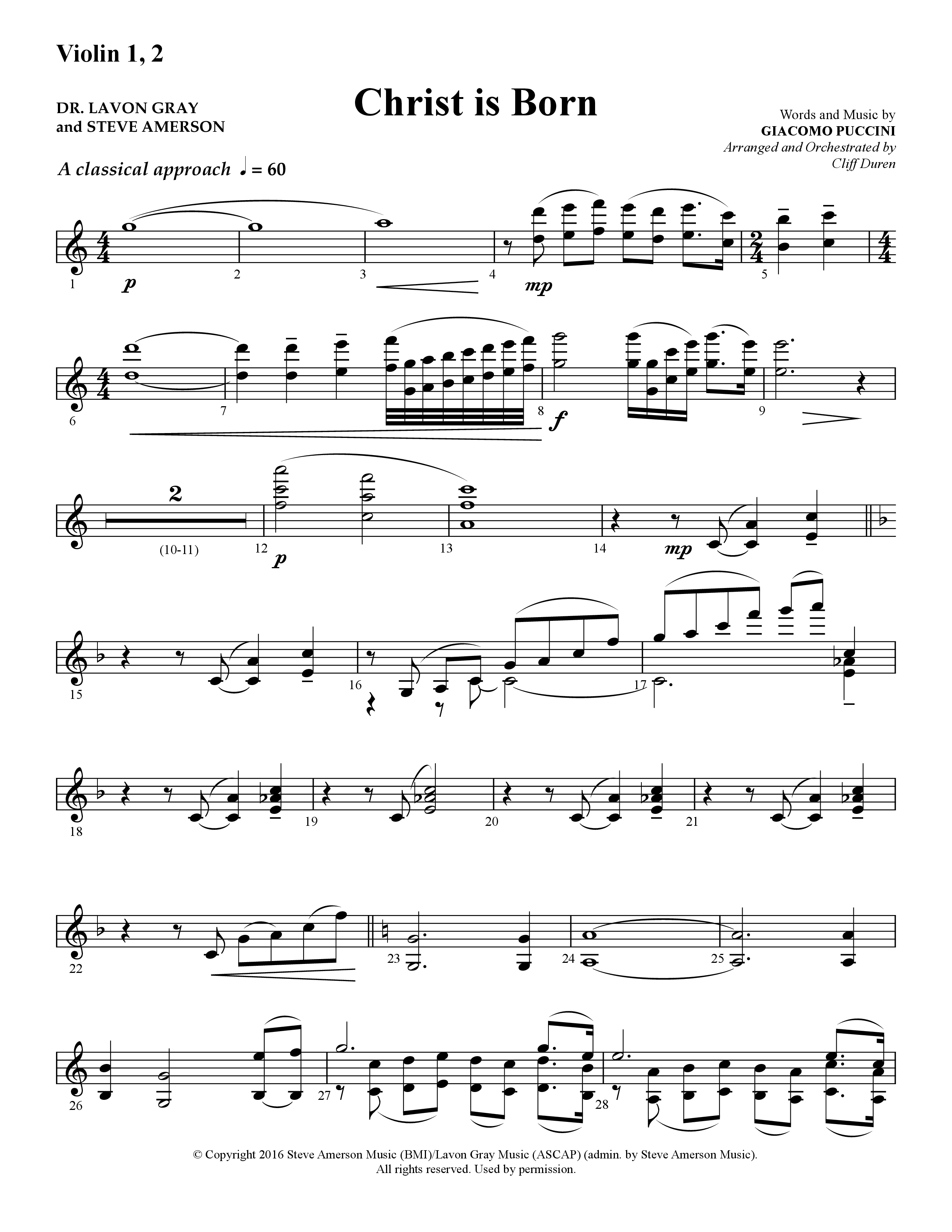 Christ Is Born (Choral Anthem SATB) Violin 1/2 (Lifeway Choral / Arr. Cliff Duren)