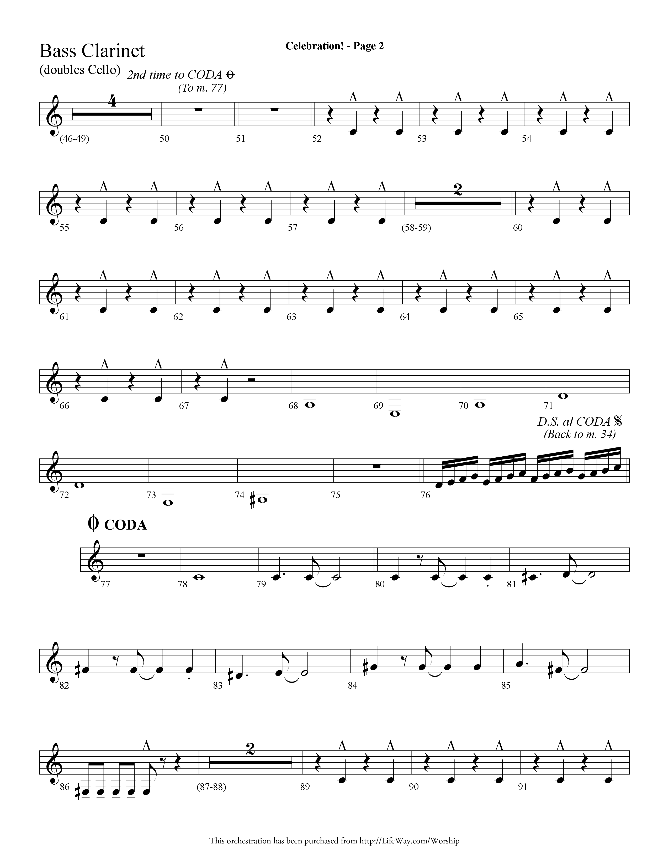 Celebration (Choral Anthem SATB) Bass Clarinet (Lifeway Choral / Arr. Dave Williamson)