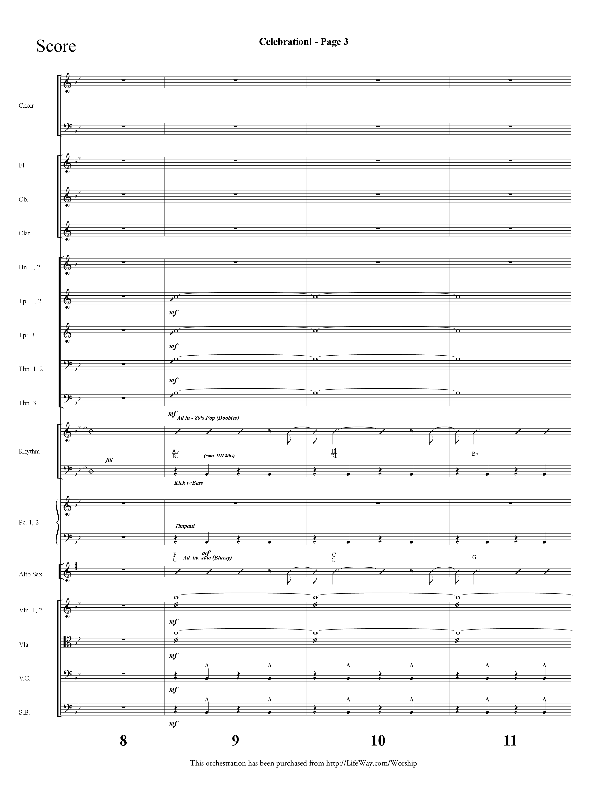 Celebration (Choral Anthem SATB) Orchestration (Lifeway Choral / Arr. Dave Williamson)