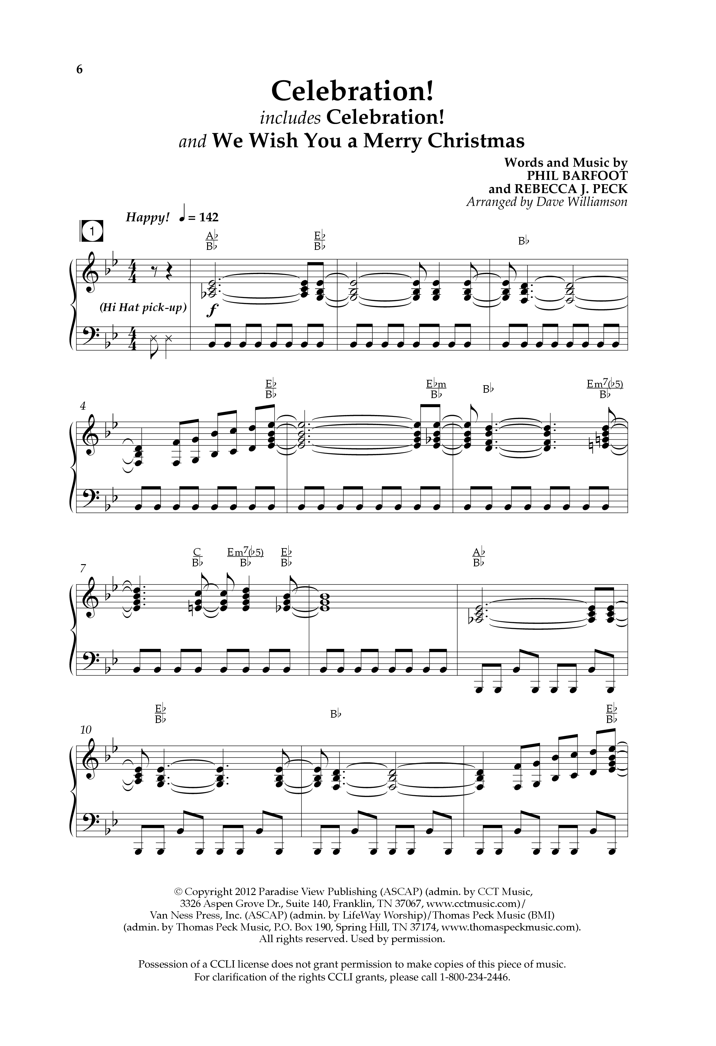 Celebration (Choral Anthem SATB) Anthem (SATB/Piano) (Lifeway Choral / Arr. Dave Williamson)