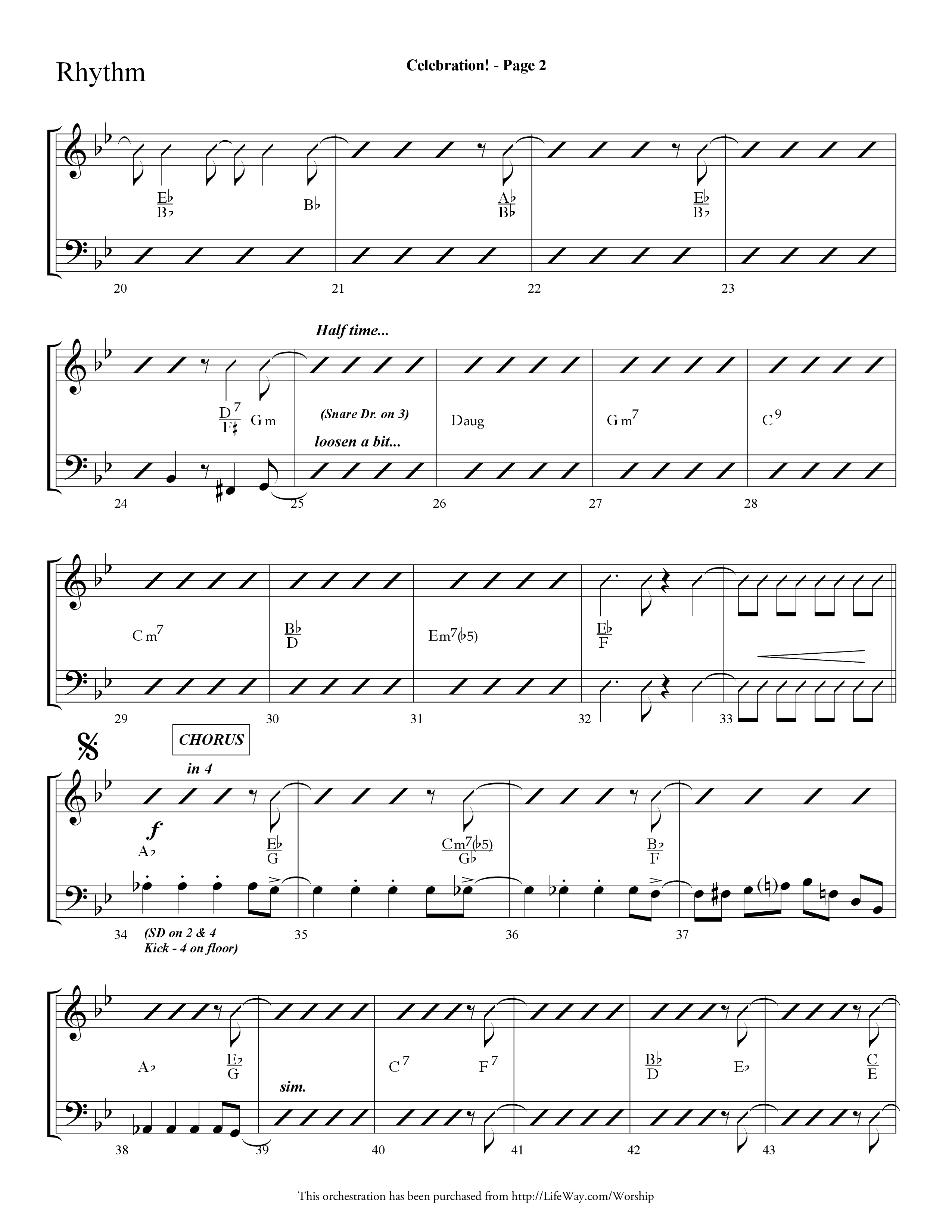 Celebration (Choral Anthem SATB) Rhythm Chart (Lifeway Choral / Arr. Dave Williamson)