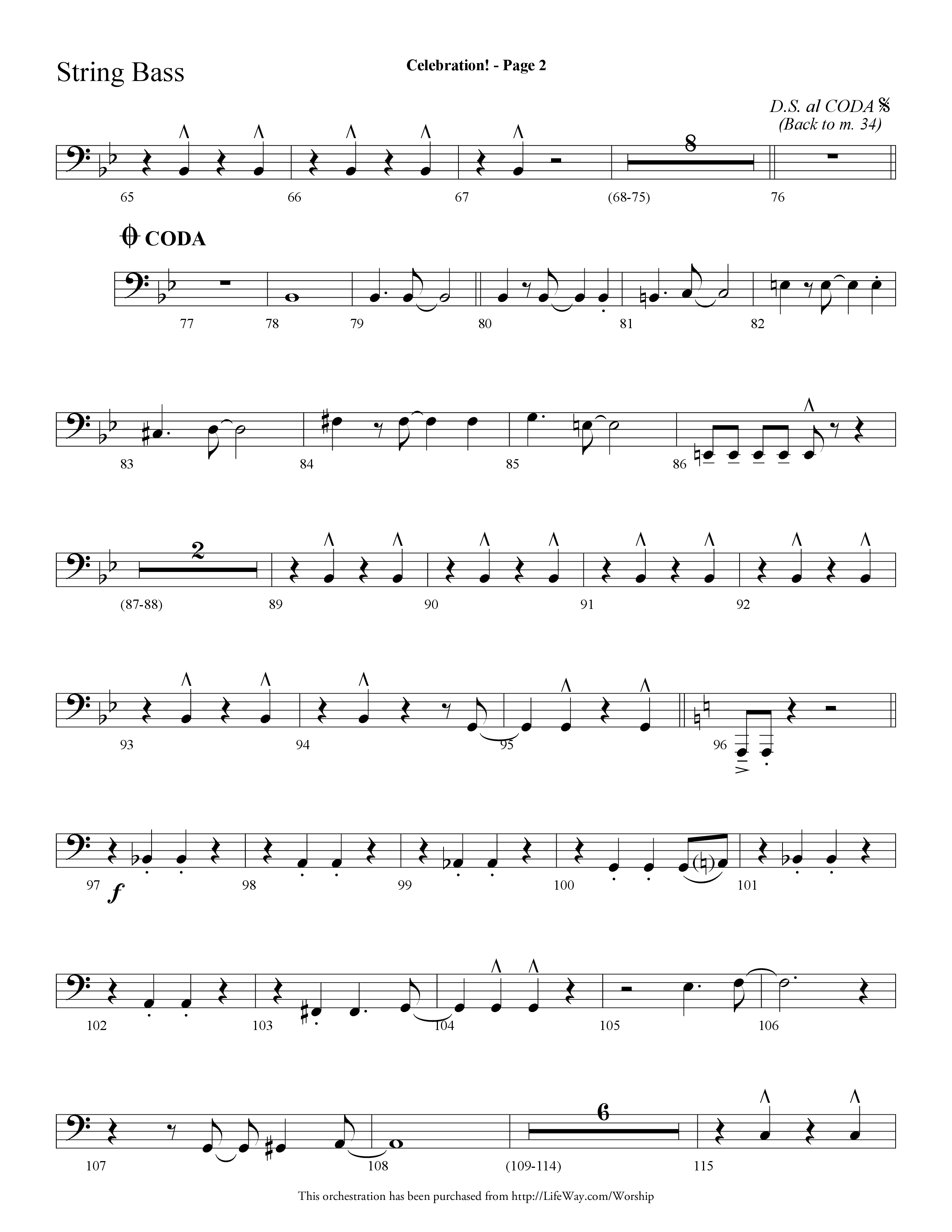 Celebration (Choral Anthem SATB) String Bass (Lifeway Choral / Arr. Dave Williamson)